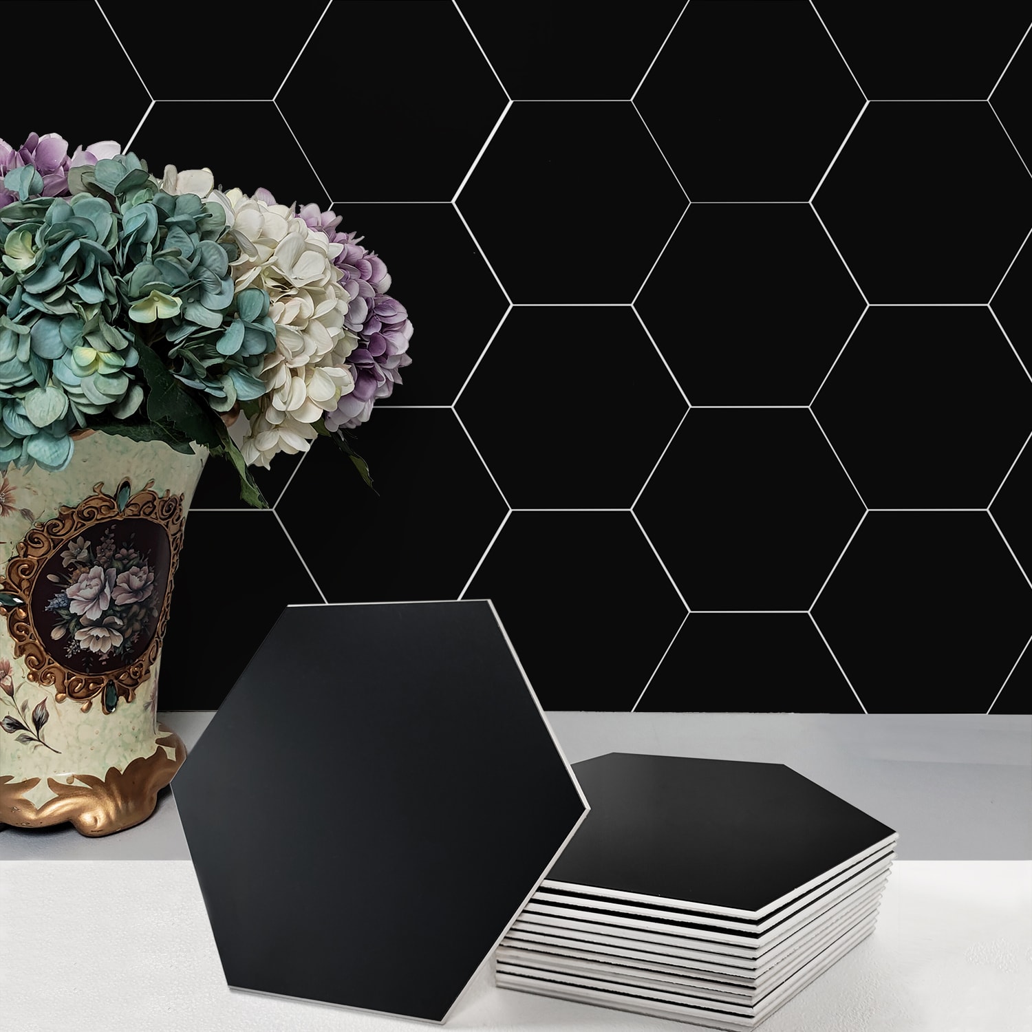 Avant Decor BX-CA04 Bex Bold Colors Onyx 6-in x 7-in Unglazed Composite Subway Hexagon Wall Tile (6.5-sq. ft/ Carton)