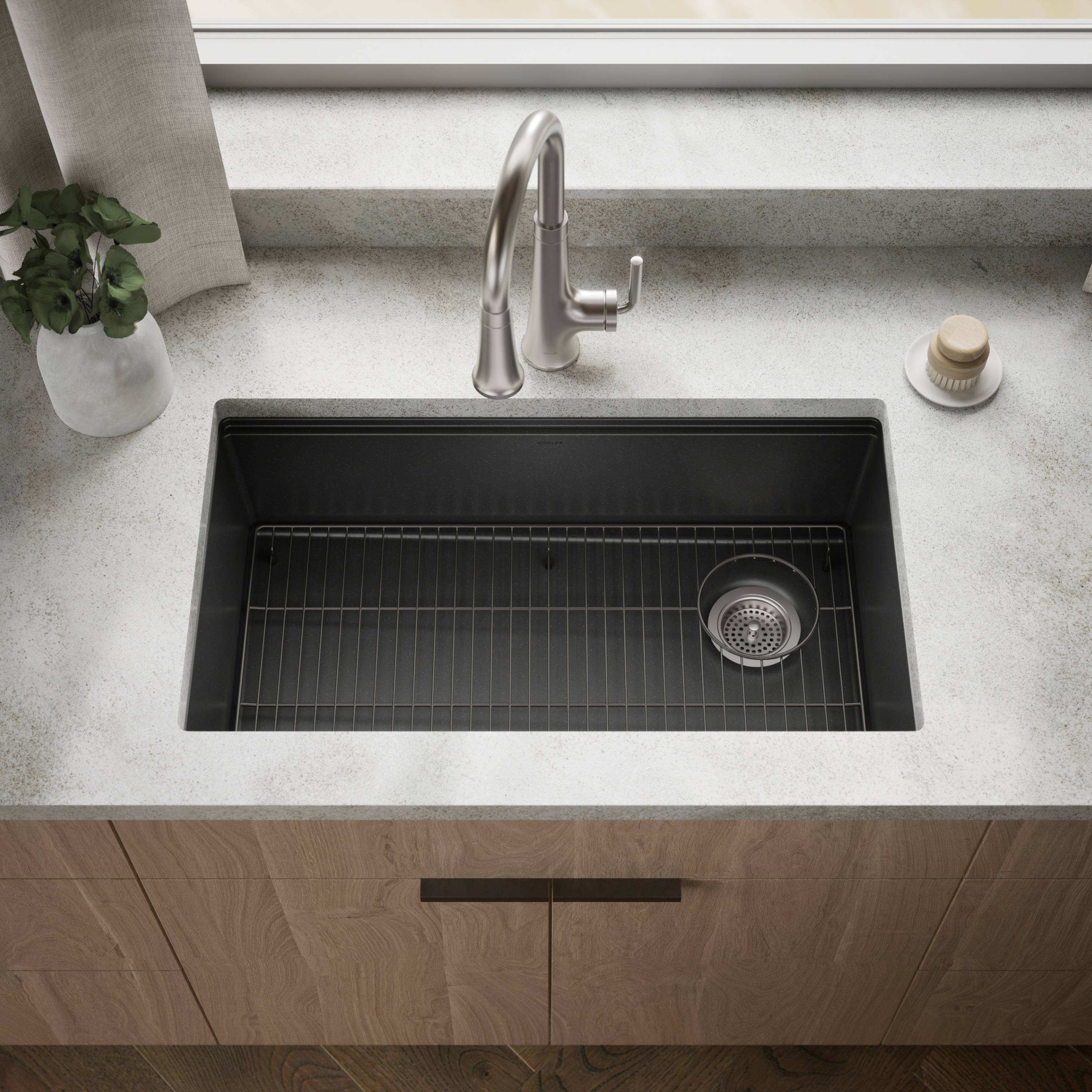 KOHLER 33710-CM7 Billings Undermount 32.5-in x 18.31-in Composite Single bowl Kitchen Sink