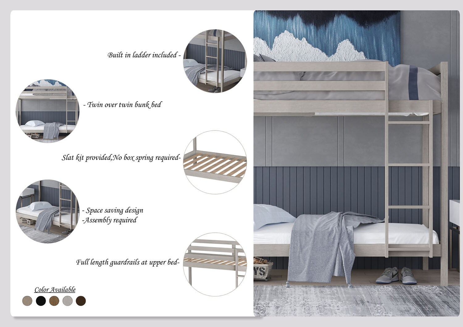 ChaletPosh C246TTBB-BK-WD Bunk-Beds - View #9