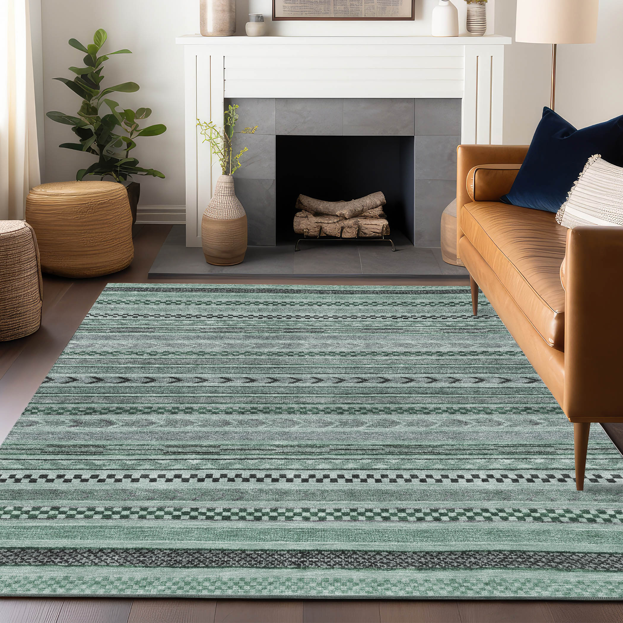 Addison Rugs ACN1625TE3X5 Chantille ACN1625TE 3 x 5 (ft) Loomed Teal Rectangular Indoor/Outdoor Machine washable Pet Friendly Area rug