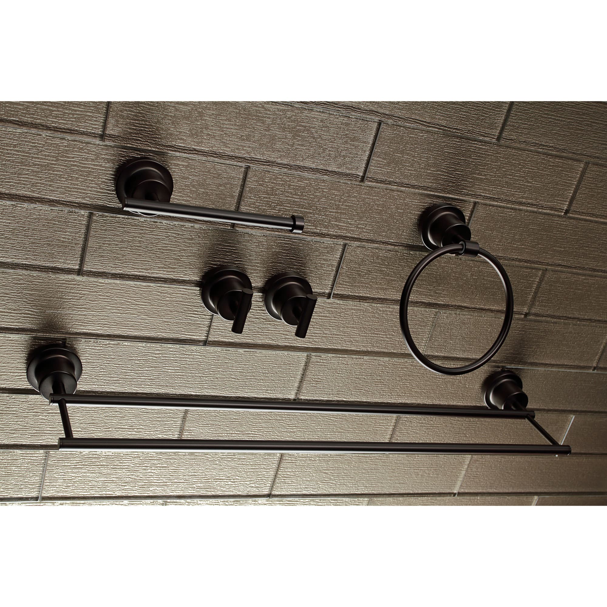 Kingston Brass WLBAH8213478ORB 5 -Piece Concord Oil Rubbed Bronze Decorative Bathroom Hardware Set Towel Bar, Toilet Paper Holder, Towel Ring ,Robe Hook Included