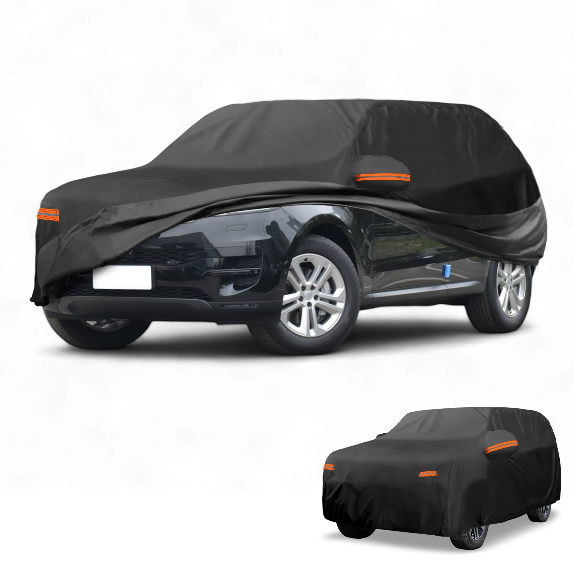 Unique Bargains All-Weather Waterproof Car Cover - UV-Resistant Outdoor Full Exterior Protection for Land Rover Range Rover Sport 210D-PU Black with Right Side Zipper (1 Pack)