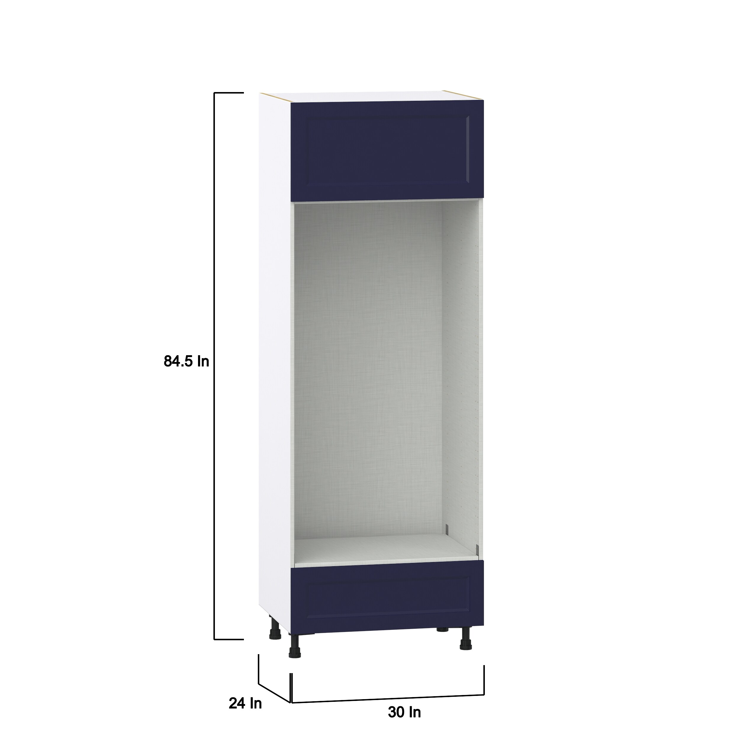 Hugo&Borg Lorette 30-in W x 84.5-in H x 24-in D Navy Blue 1-Drawer Double Oven Base Fully Assembled Cabinet (Recessed Panel Shaker Style)