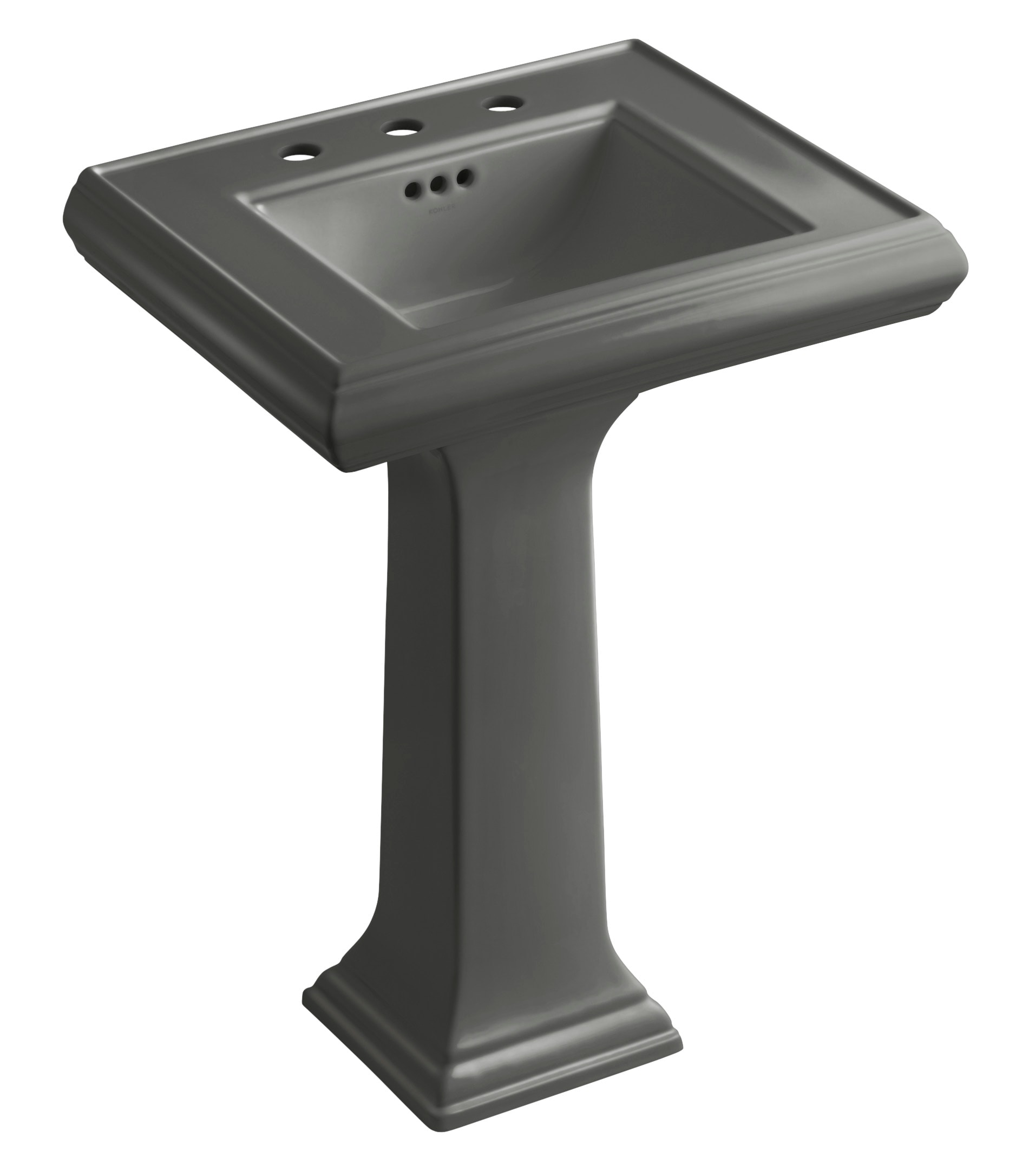 KOHLER 2238-8-58 Memoirs Fireclay Traditional Thunder Grey Pedestal Sink Combo ( 24-in x 19.7500-in x 34.3800-in )