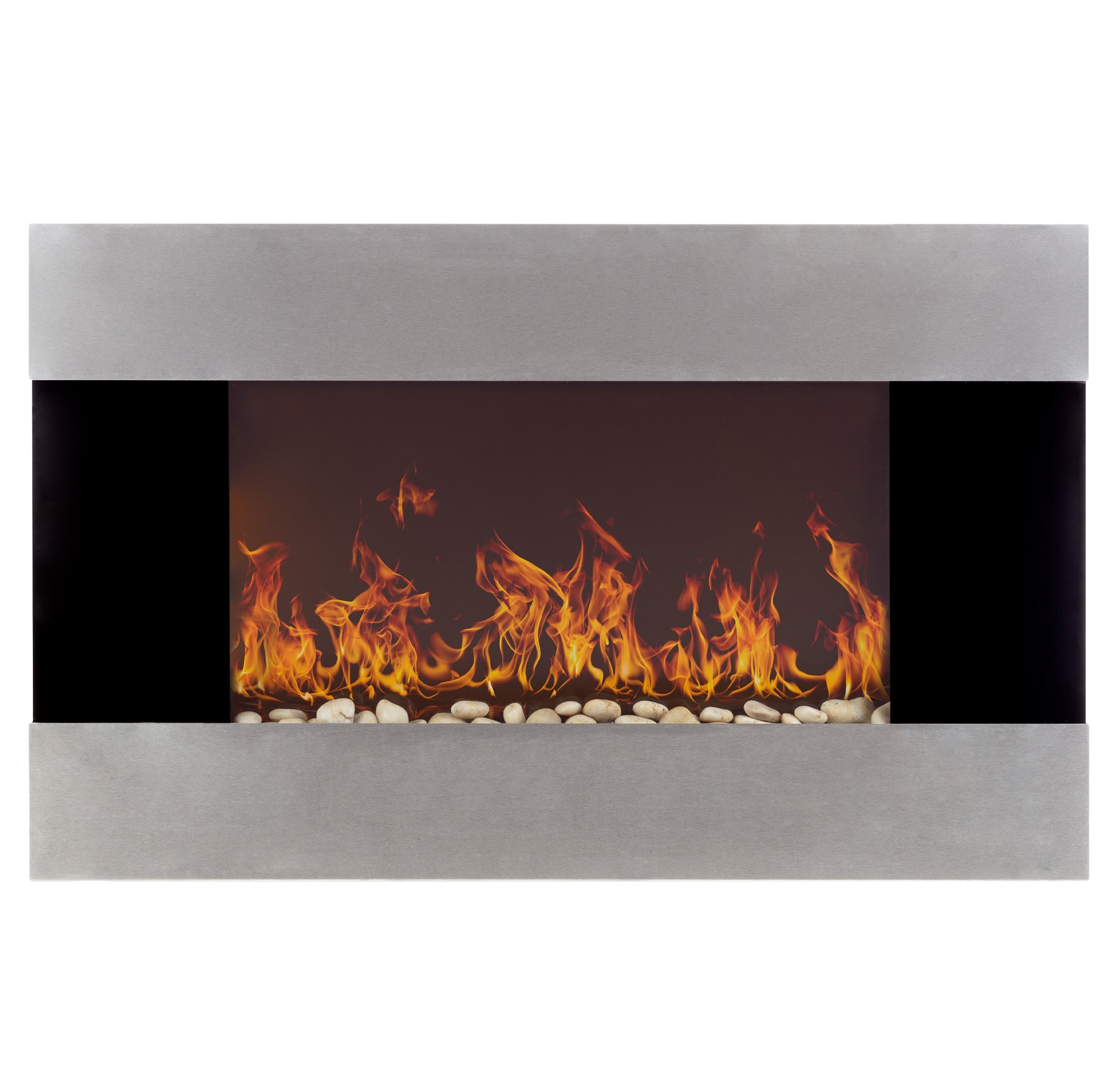 Hastings Home 855414APE 36-Inches W Stainless Steel Wall mount LED Flat wall Electric Fireplace with Remote Control Included