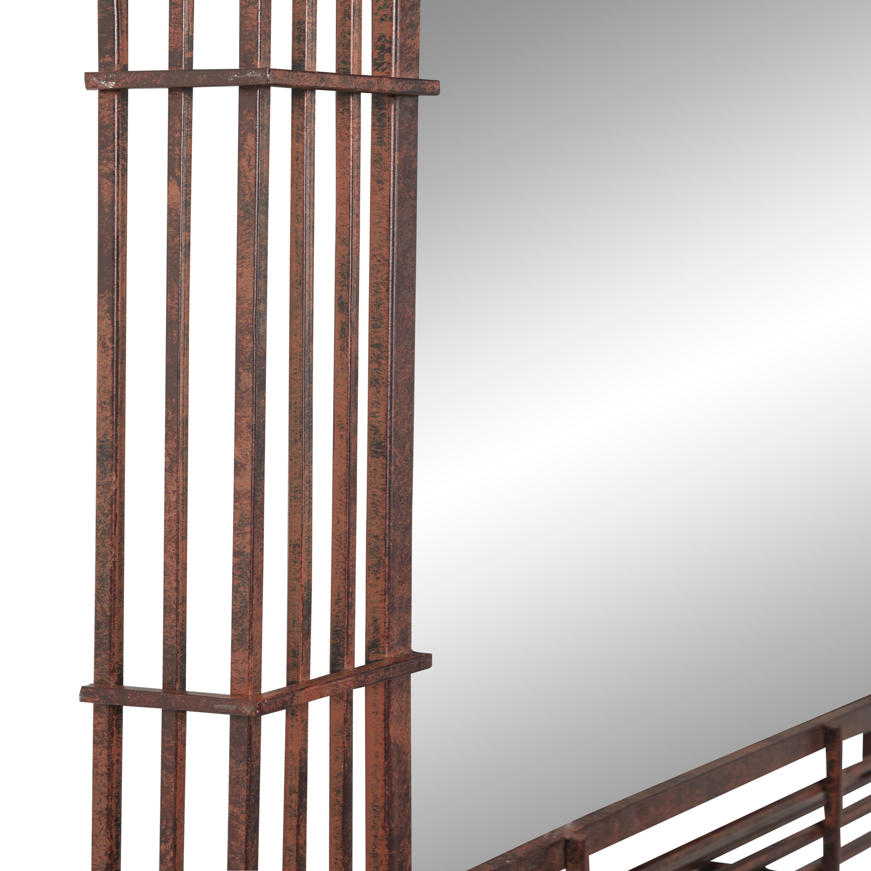 Full-Length Square Textured Bronze Industrial Wall Mirror