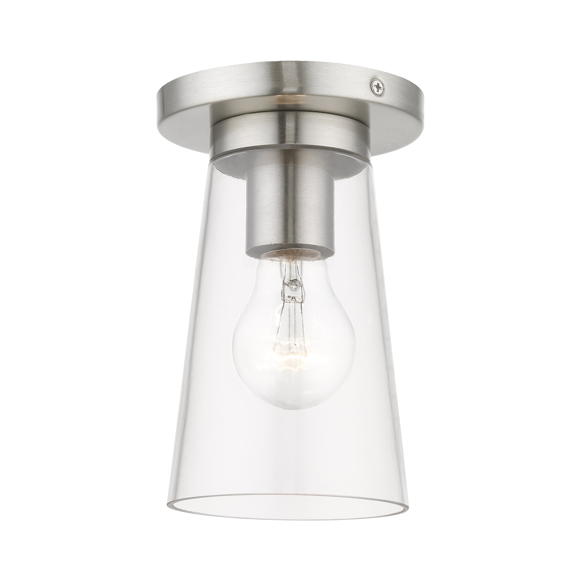 Brushed Nickel Clear Glass 1-Light Flush Mount