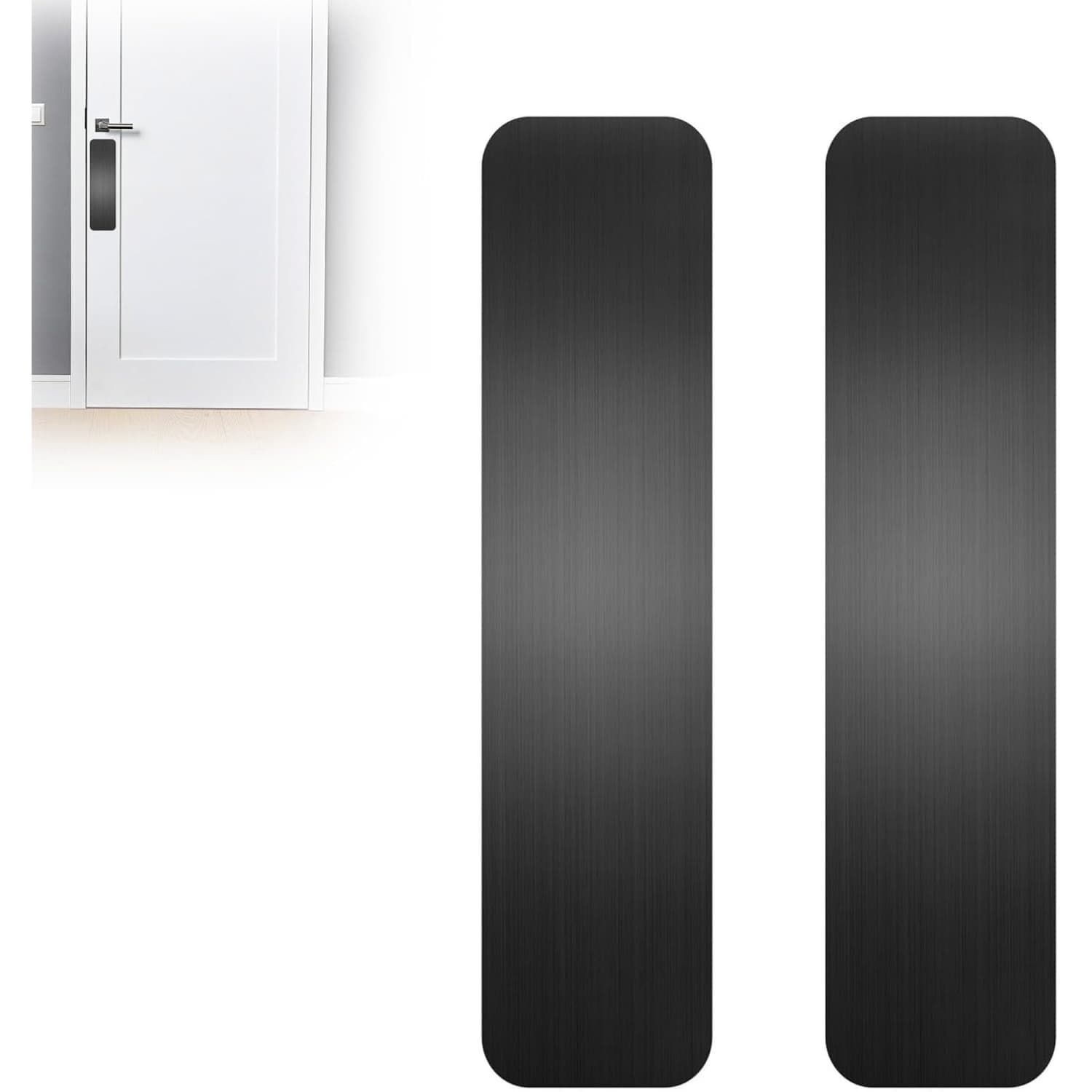 OGETFUUR 2-Piece 4in x 16in Brushed Black Anti-Scratch Kick Plate Door Protector