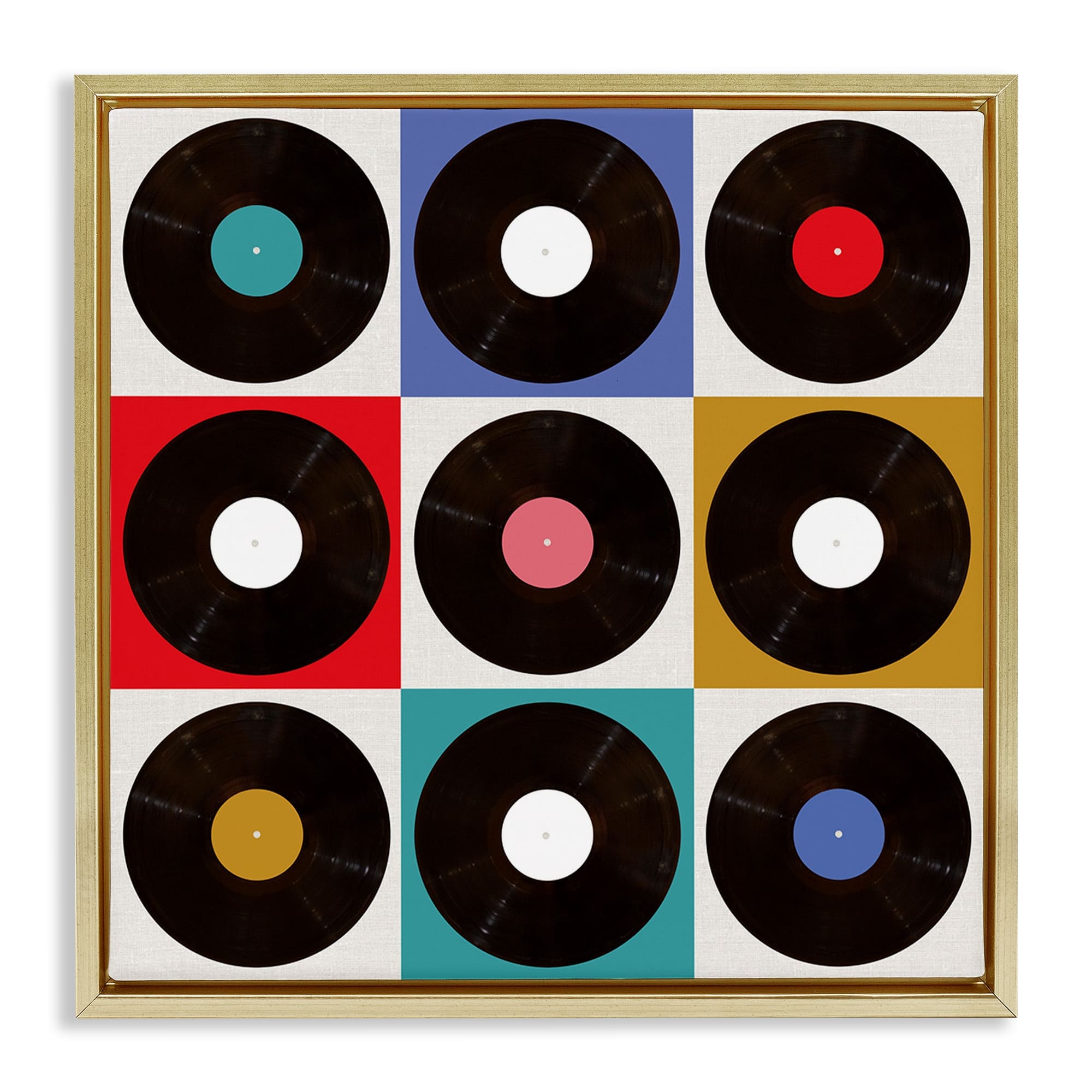 Stupell Industries BT-942-FFG-24X24 Geometric Music Records Floating Frame design by Katrina Craven