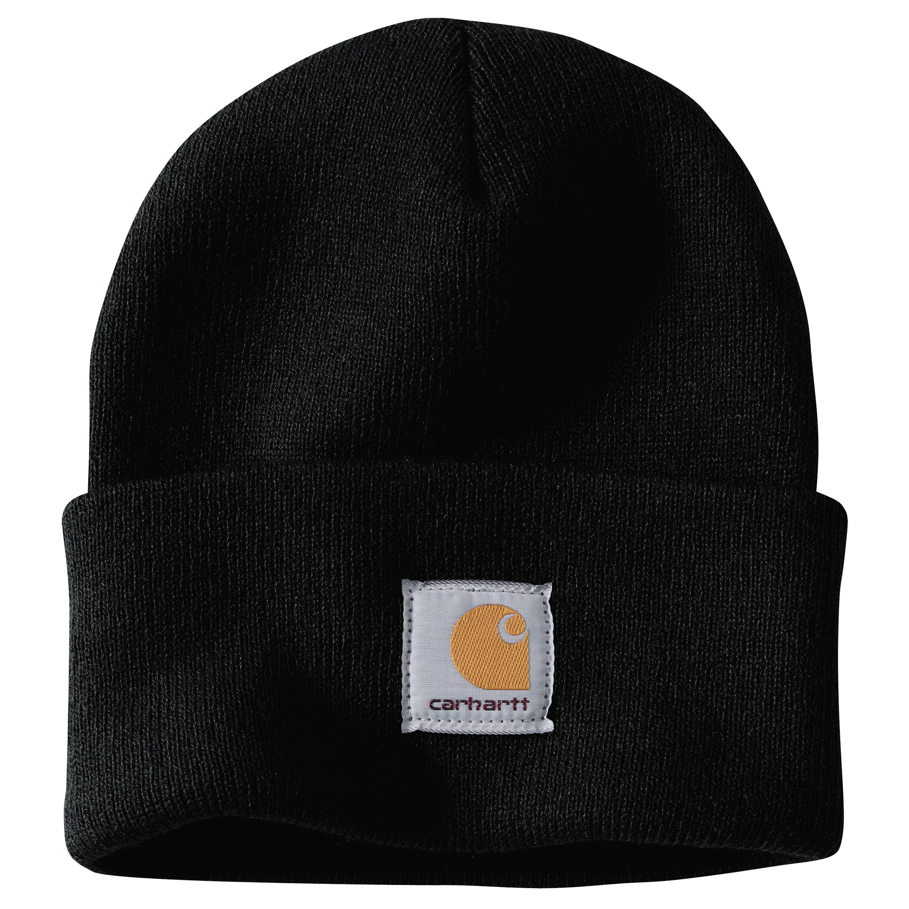 Carhartt Men's Black Knit Hat for Cold Weather, Acrylic Fabric
