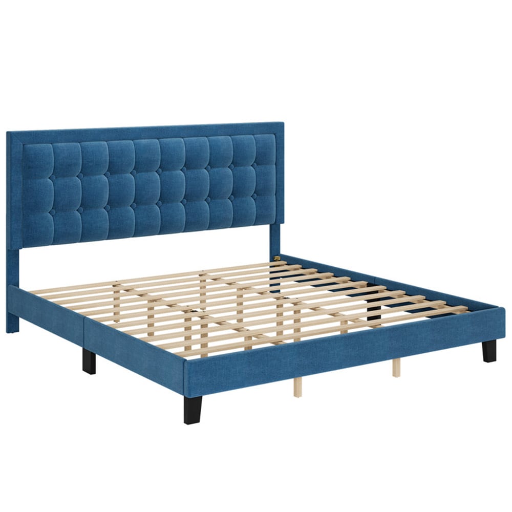Garvee PHO-0X4T530B Blue Queen Wood Platform Bed
