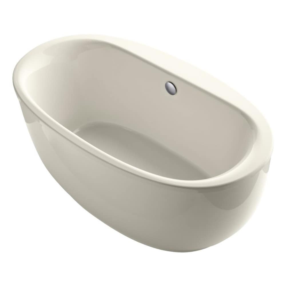 KOHLER 6369-96 Sunstruck 36.0-Inches x 66.0-Inches Biscuit Acrylic Oval Freestanding Soaking bathtub ( Center Drain )