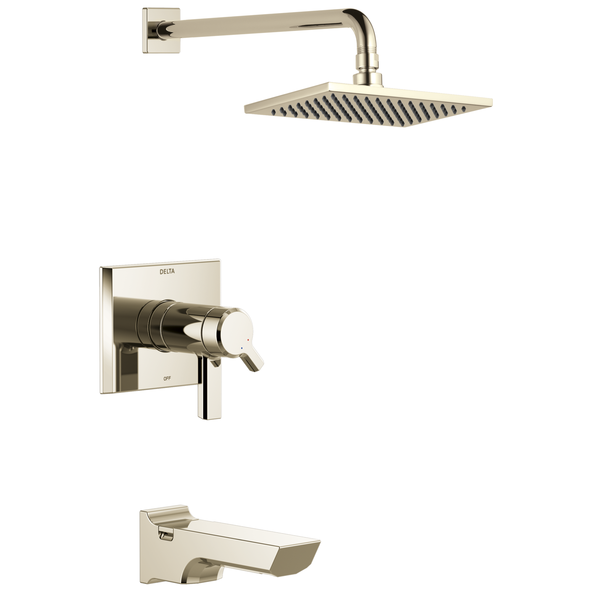 Delta T17T499-PN-PR Pivotal Lumicoat Polished Nickel 2-handle Single function 8.656-Inches Rectangle Bathtub and shower Faucet