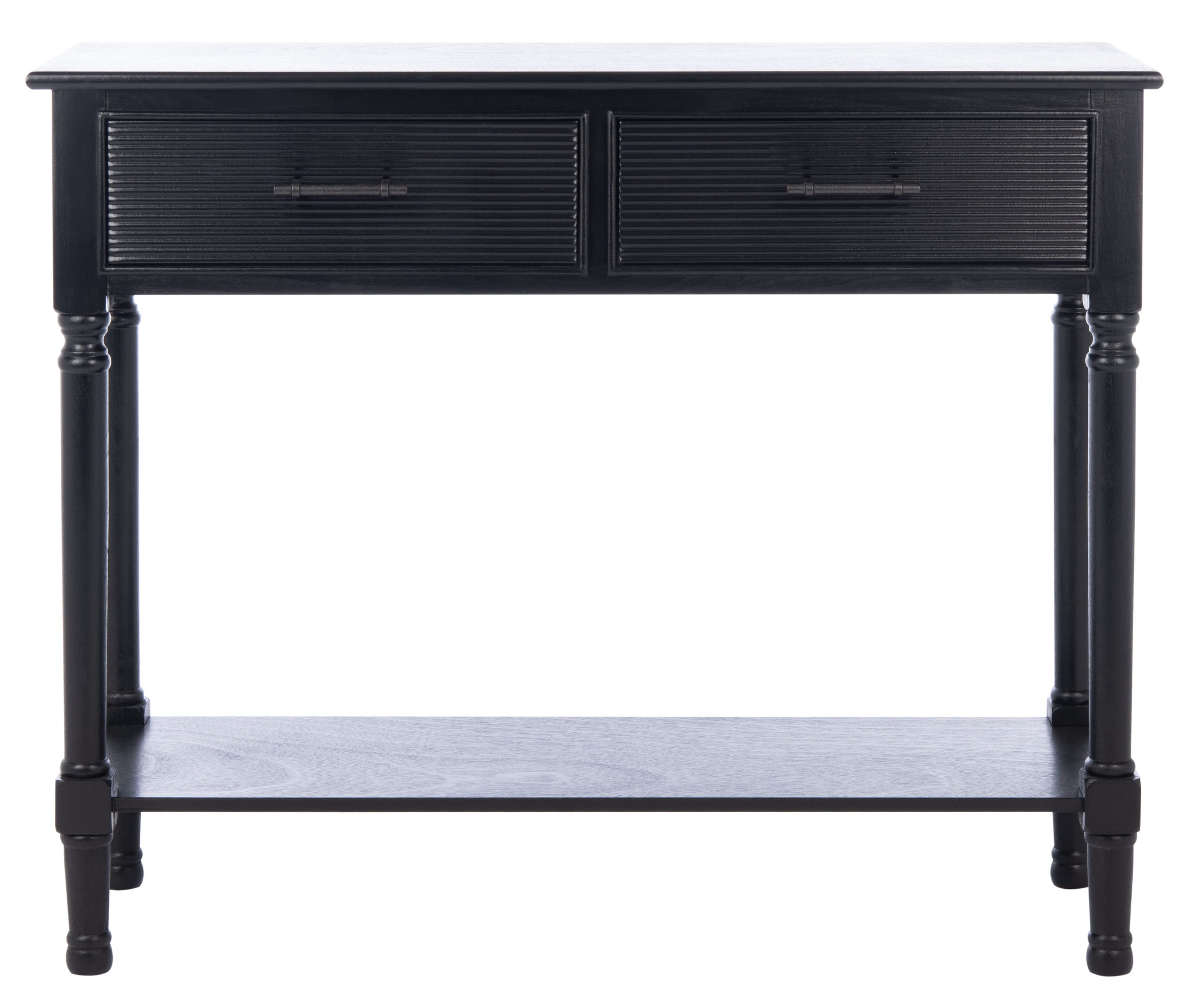 Ryder Black Striated 2-Drawer Console Table with Storage