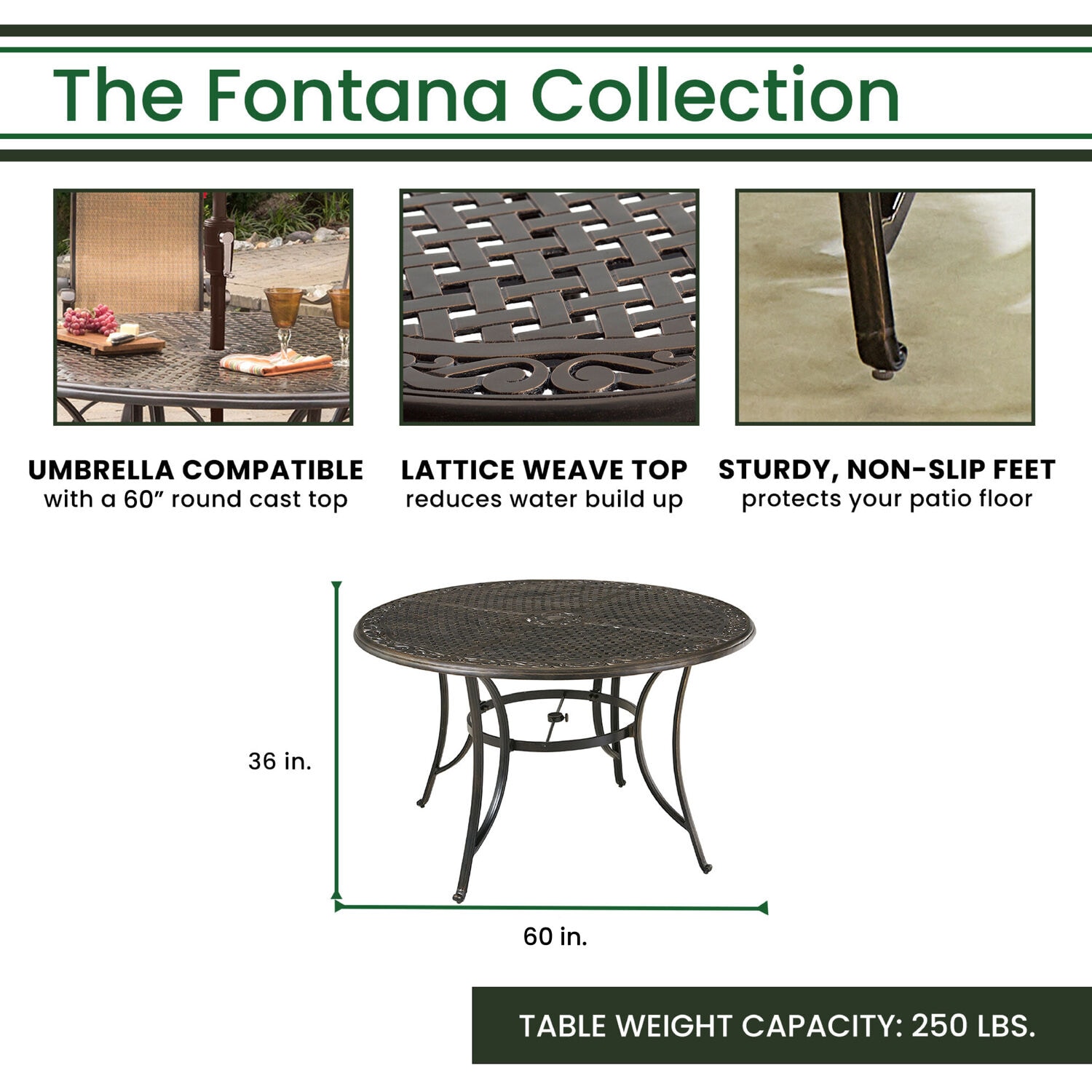 Bronze and Tan Aluminum 6-Person Round Outdoor Dining Set with Swivel Chairs