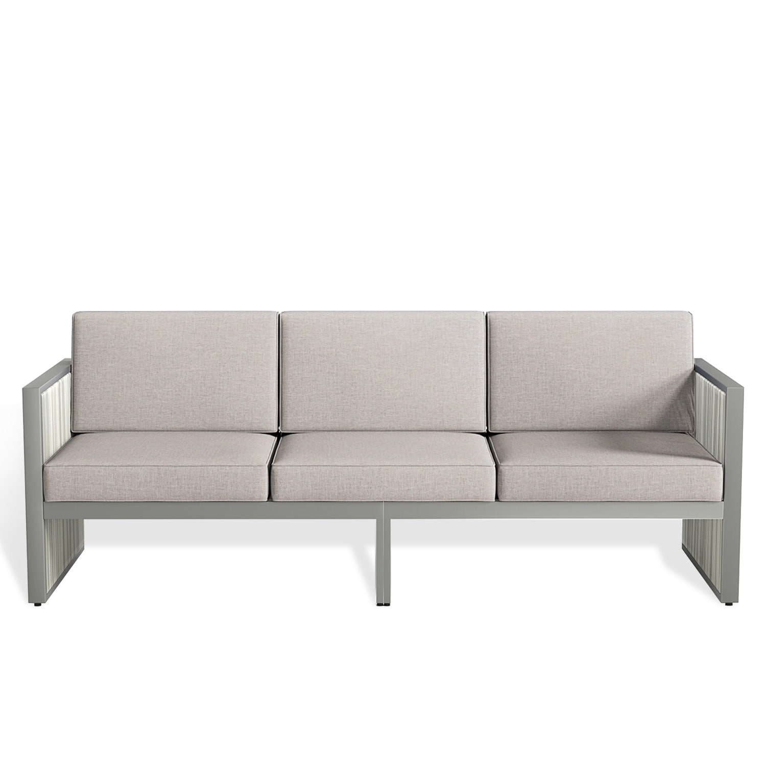 Rilyson FSFHGW13-8 Square-F Wicker Outdoor Sofa with Light gray Cushions and Steel Frame