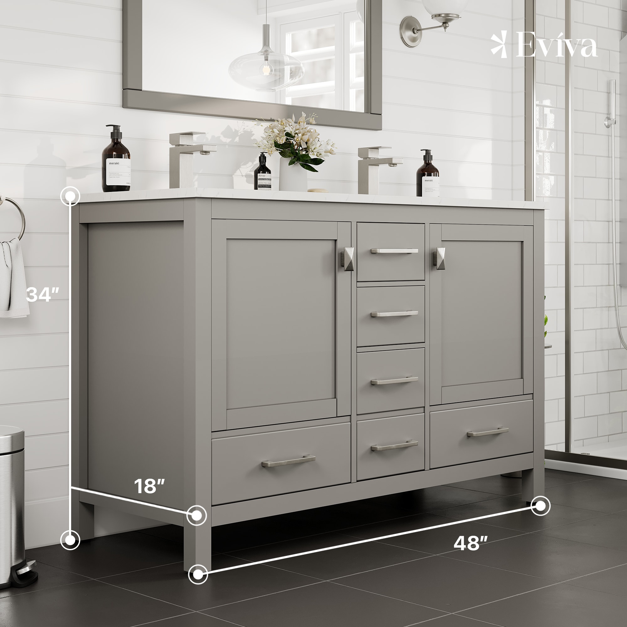 Eviva TVN414-48X18GR-DS-Q Bath-Vanity-Combo - View #2