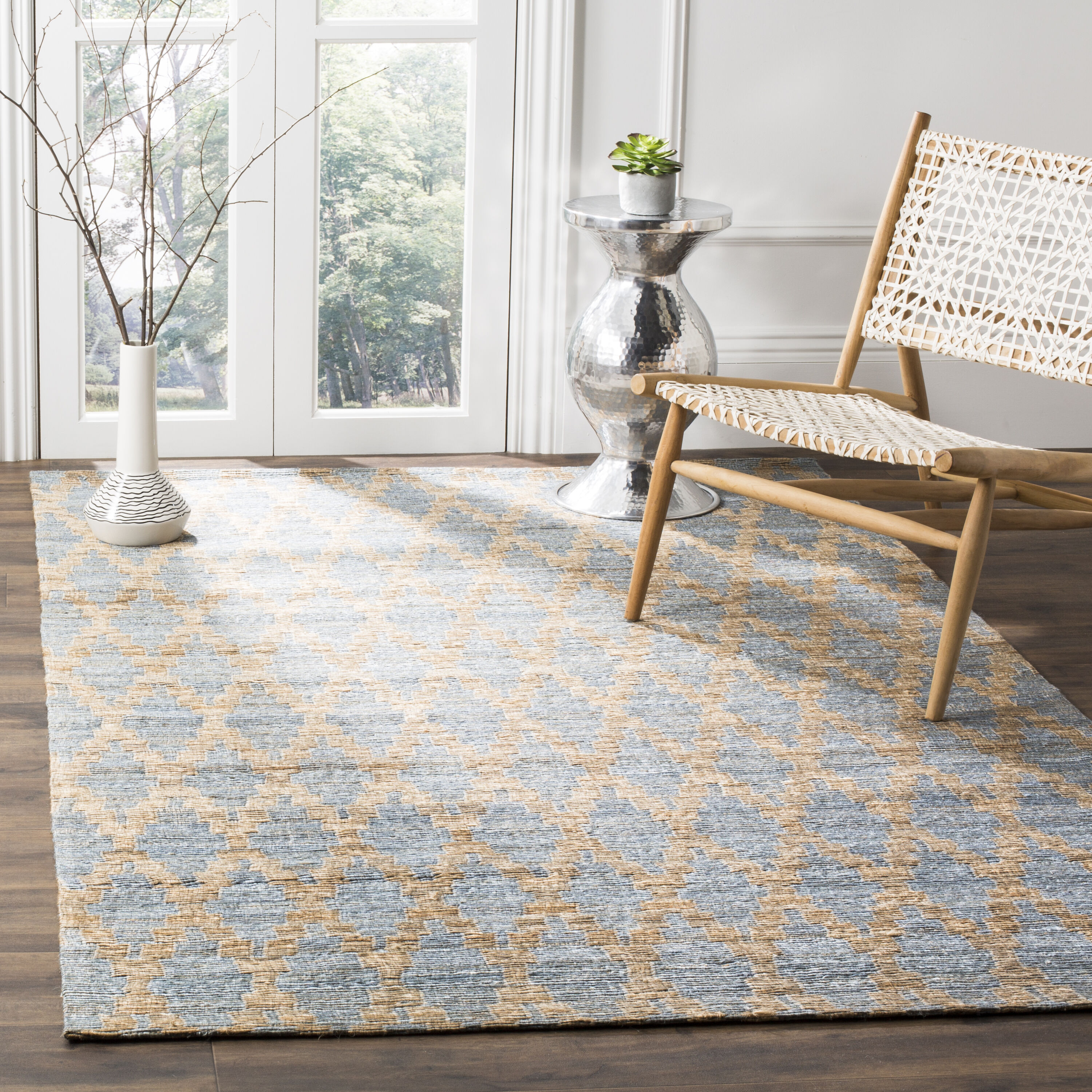  Cape Cod 413 Light Blue/Gold Transitional 4ft x 6ft Small Rectangle Rug