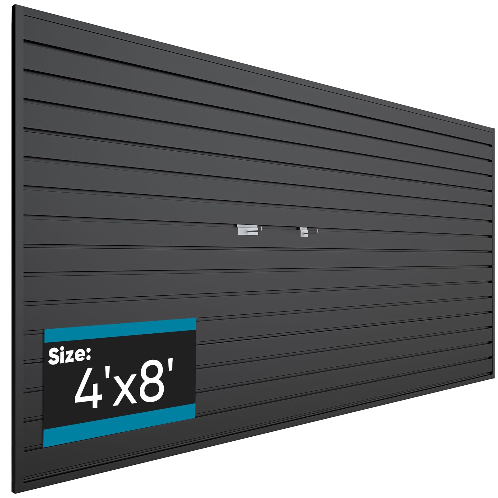 Anqtovp  PVC Slatwall Panel 4x8 ft Black Heavy Duty Garage Wall Organizer Storage System 1 Piece Easy Install Waterproof Fire Resistant
