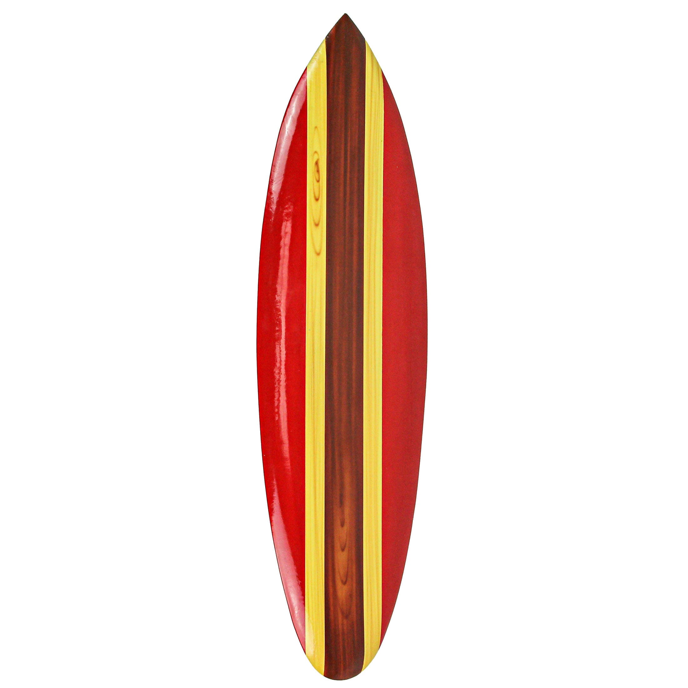 Zeckos ZKO-99236 Retro Red Striped Wooden Surfboard Wall Decor - Coastal Beach Paradise -  32 Inches Long - Ideal for Bedrooms- Bathrooms- Game Rooms and Home Decoration