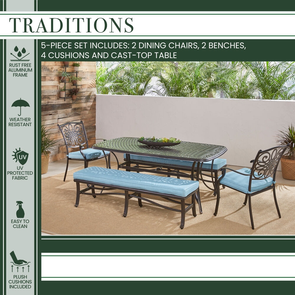 Hanover TRADDN5PCBN-BLU Patio-Dining-Sets - View #2