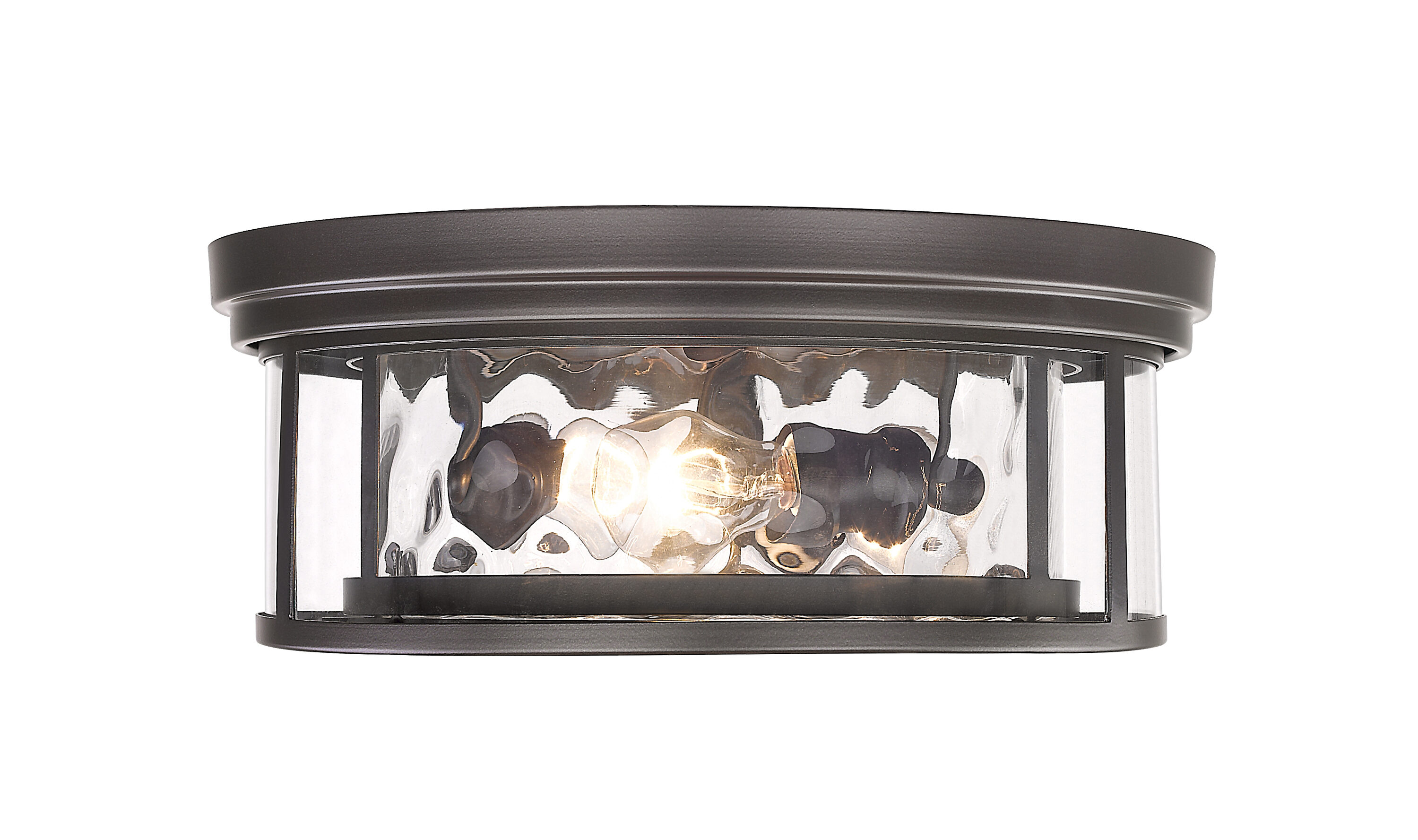 Clarion Transitional Bronze 3-Light Flush Mount with Waterglass Shade