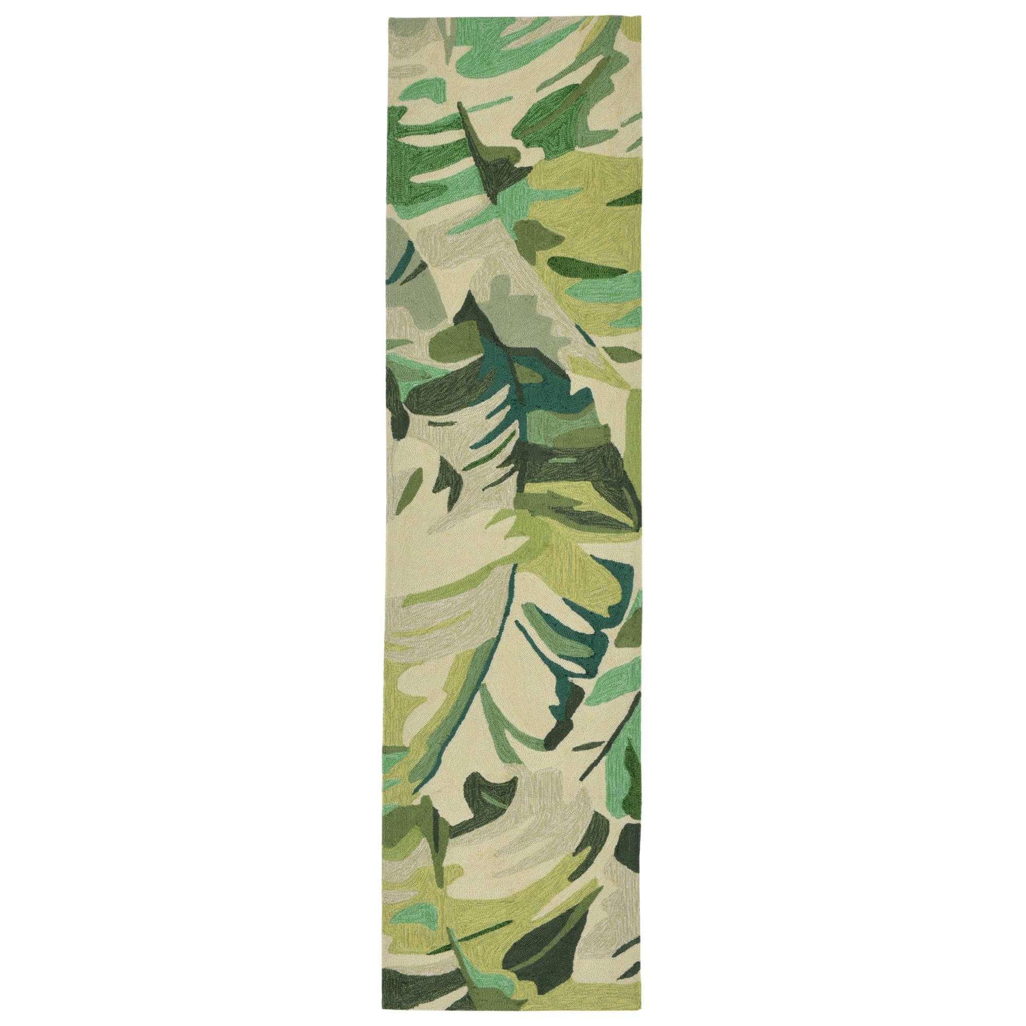 Liora Manne CAPR8166806 Capri 2 x 8 (ft) Tufted Green Rectangular Indoor/Outdoor Floral/Botanical Tropical Runner rug