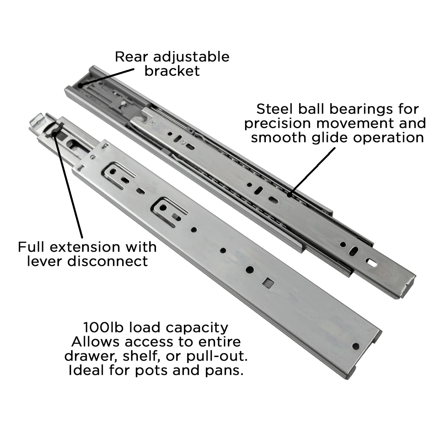 Kingsman Hardware 12-in Self-Closing Side Mount Drawer Slide 100-lb Load Capacity (6-Pieces) | WCDS12-6