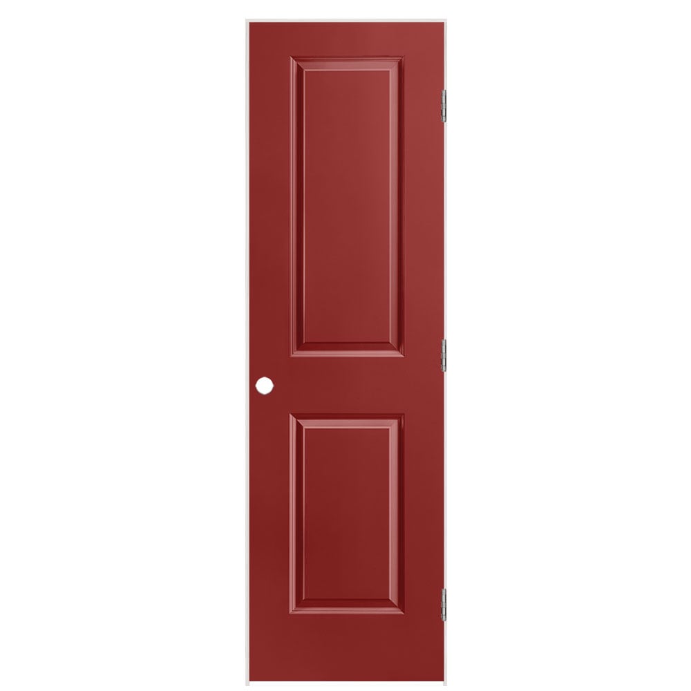 Masonite 1316119 24-in x 80-in Barn Red Solid core 2-panel square Left hand Smooth Prefinished Molded composite Flat Jamb Single Prehung Interior Door