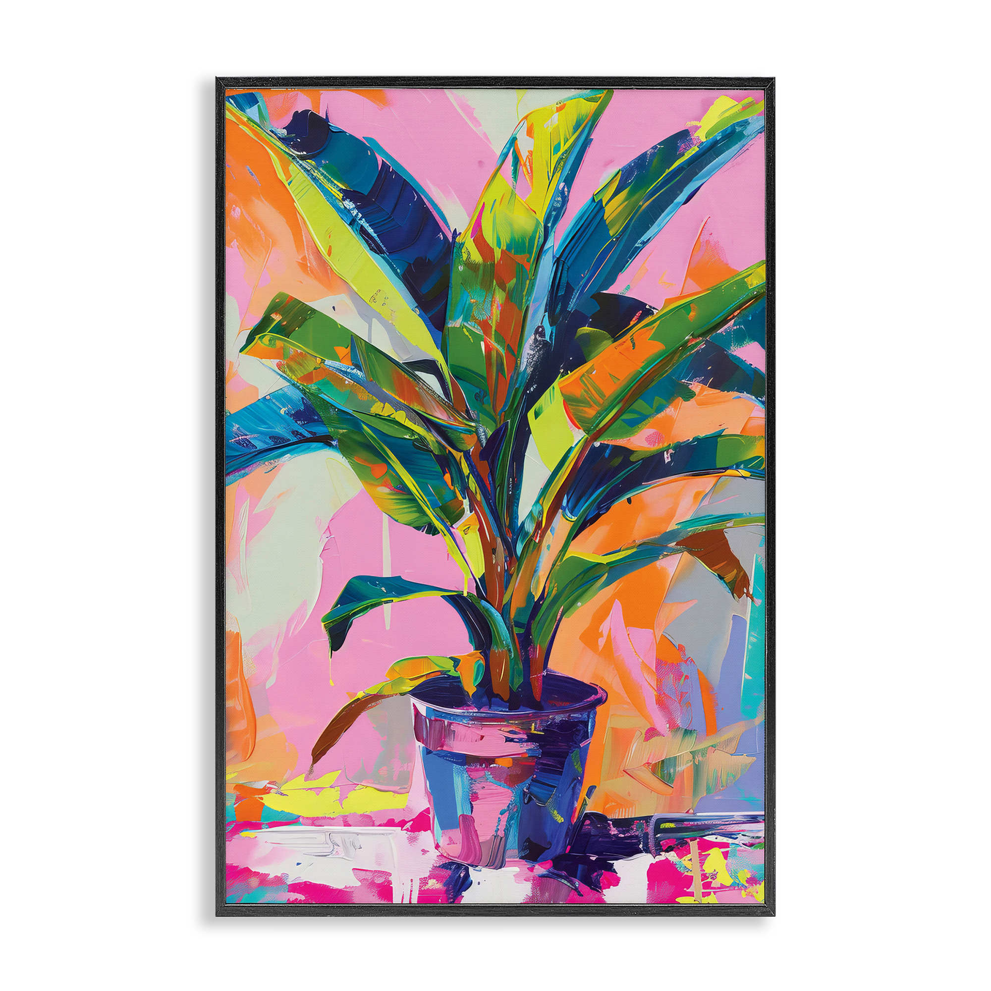 Stupell Industries BT-897-FR-20X30 Vivid Saturated House Plant Black Framed Giclee Art By LSR Design Studio 20 x 30