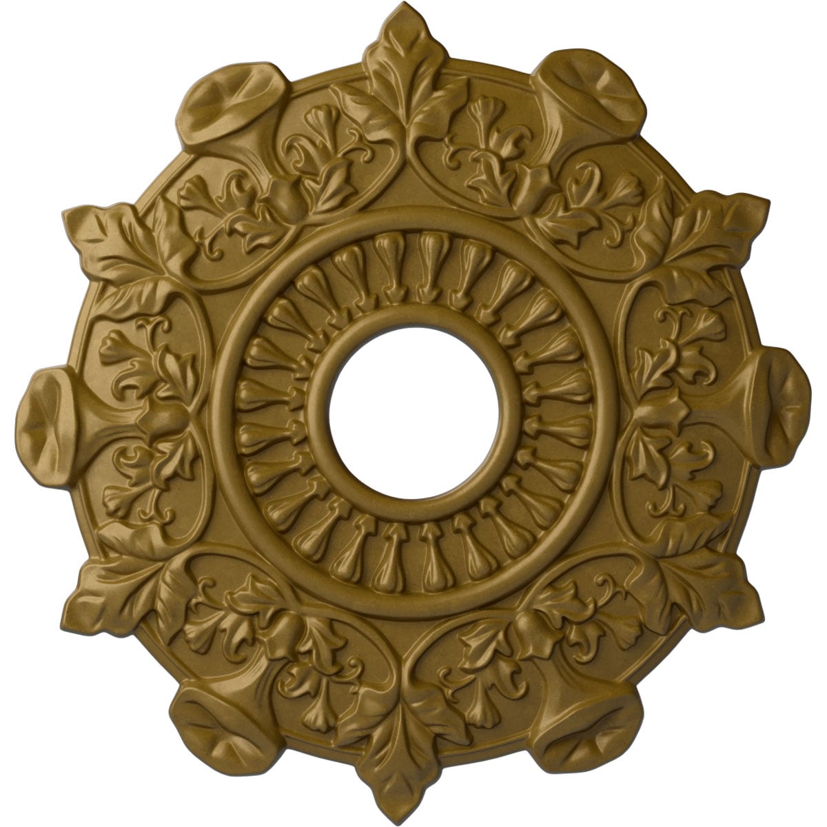 Ekena Millwork CM17PRGLS Preston 17.5-in W x 17.5-in L Painted Gold Polyurethane Split Ceiling Medallion