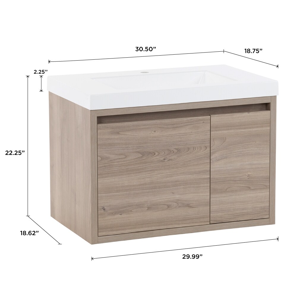 Diamond NOW Hollis 30-in Forest Elm Brown Woodgrain Single Sink ...