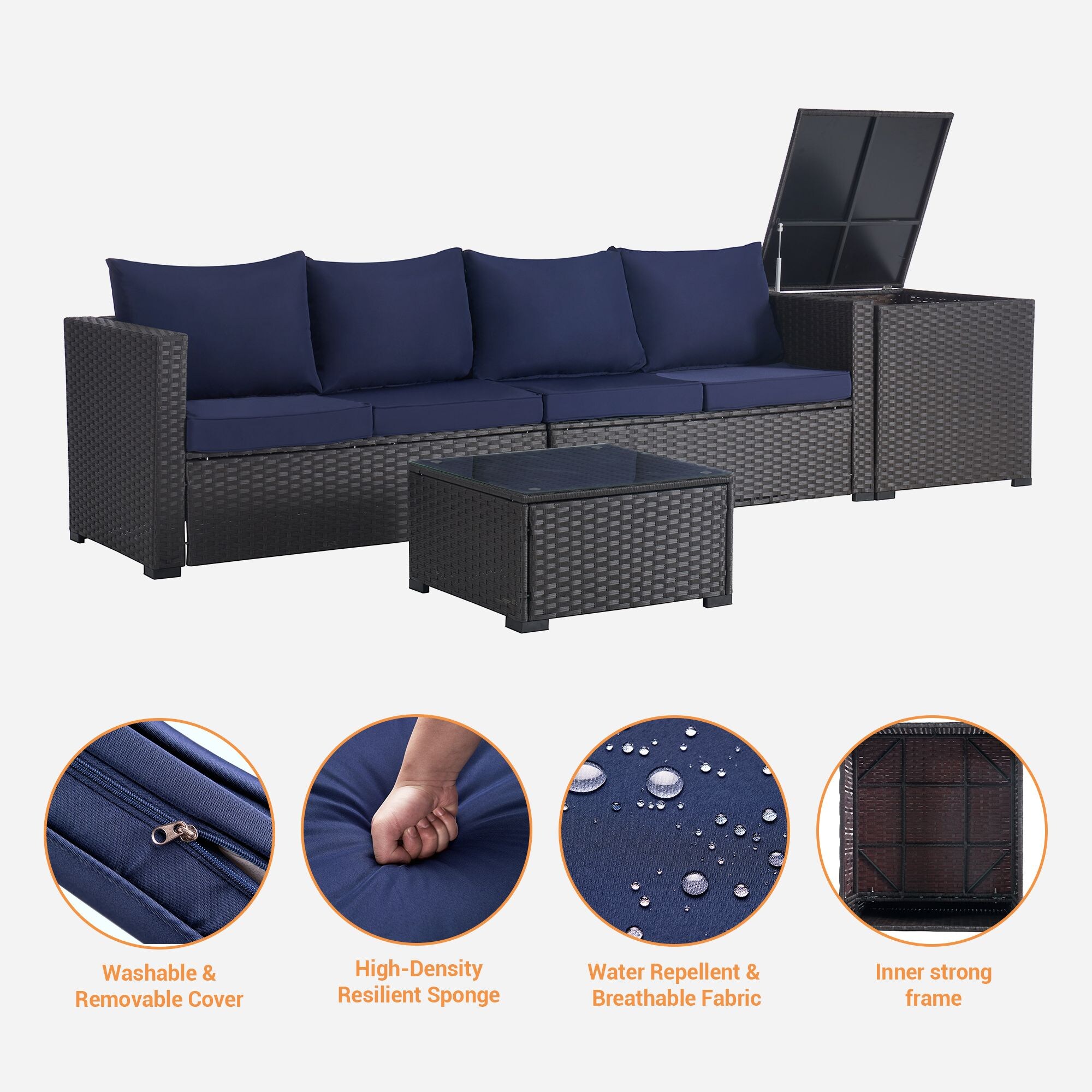 SANSTAR L-WS-C1-BU Patio-Conversation-Sets - View #7