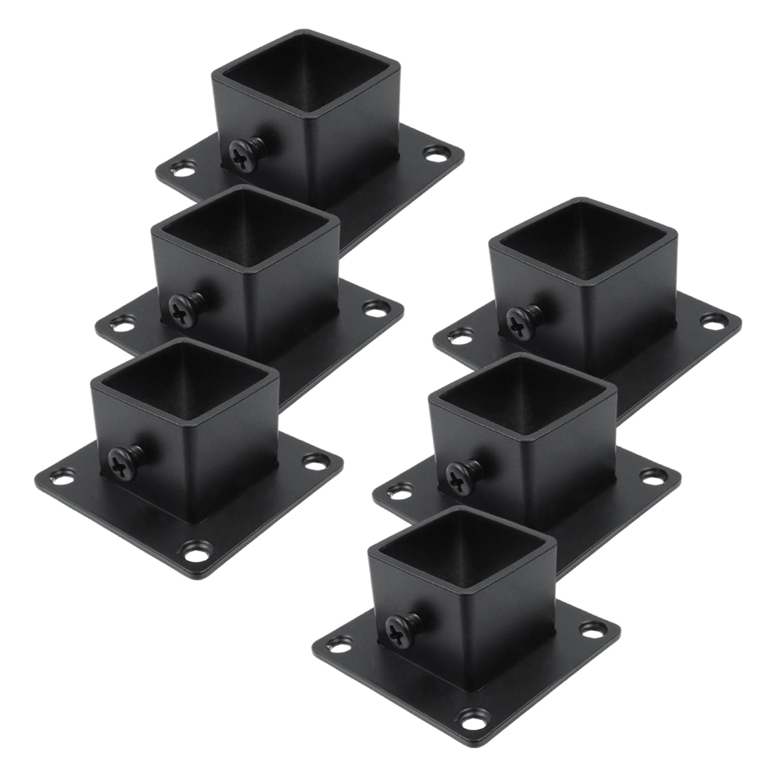 Misopily  Post Base 6 Pack Square Stainless Steel Flange Anchor Base Heavy Duty Deck Post Brackets with Screws for Fence Deck Railing One Inch by