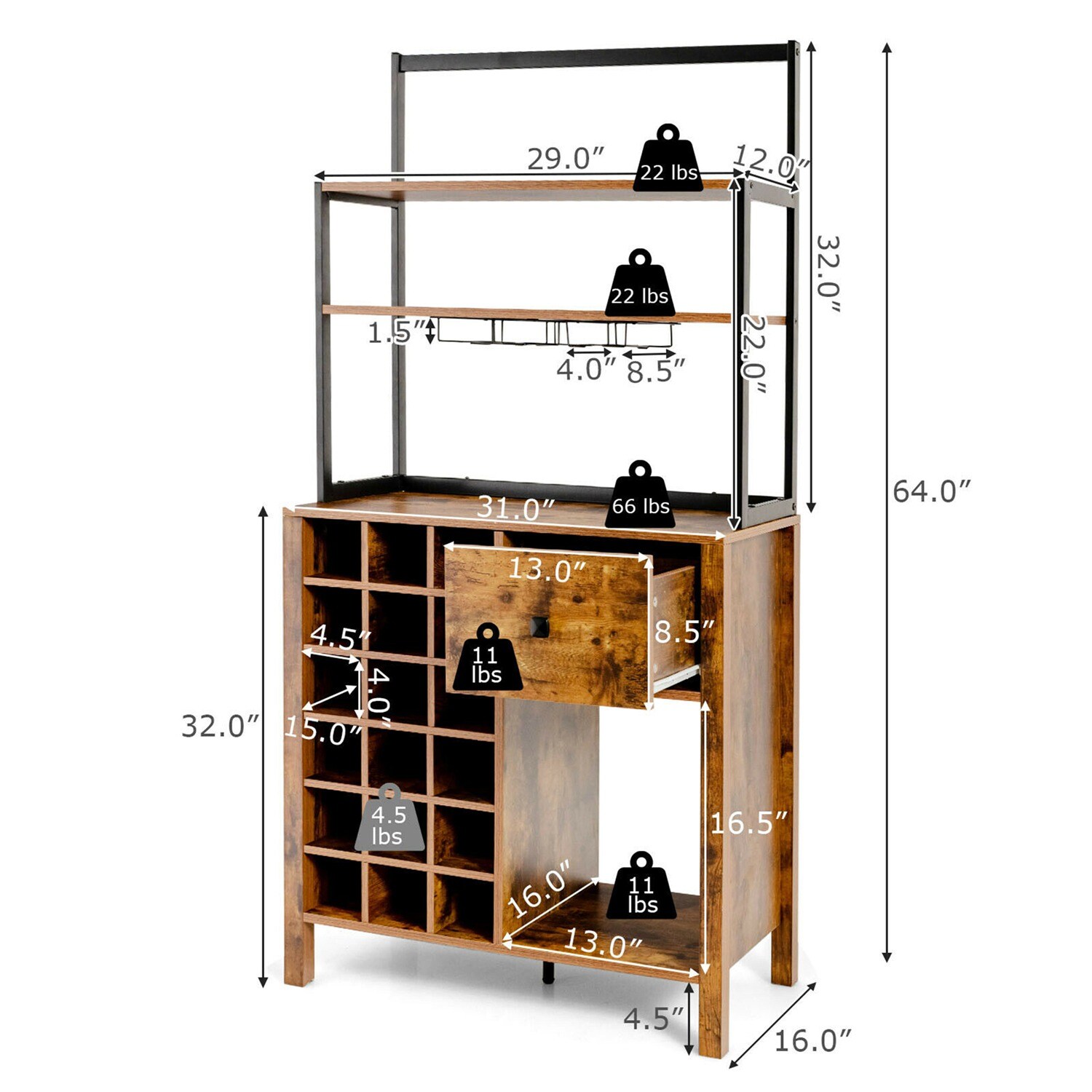 Costway CSHY003343 Dining-Kitchen-Storarge - View #3