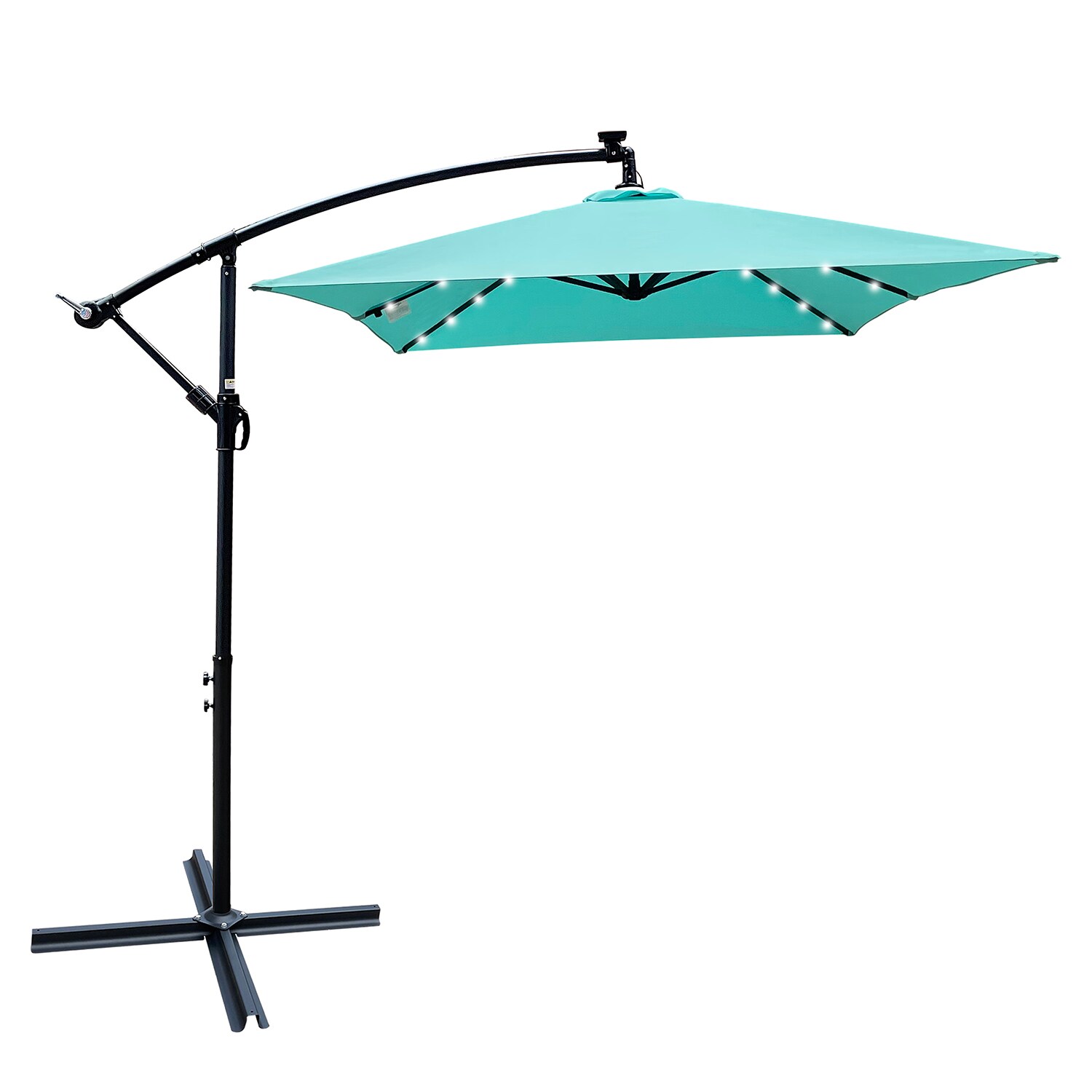 Bybafun YA8100010 10-ft Steel Blue Cantilever Patio Umbrella with Lights