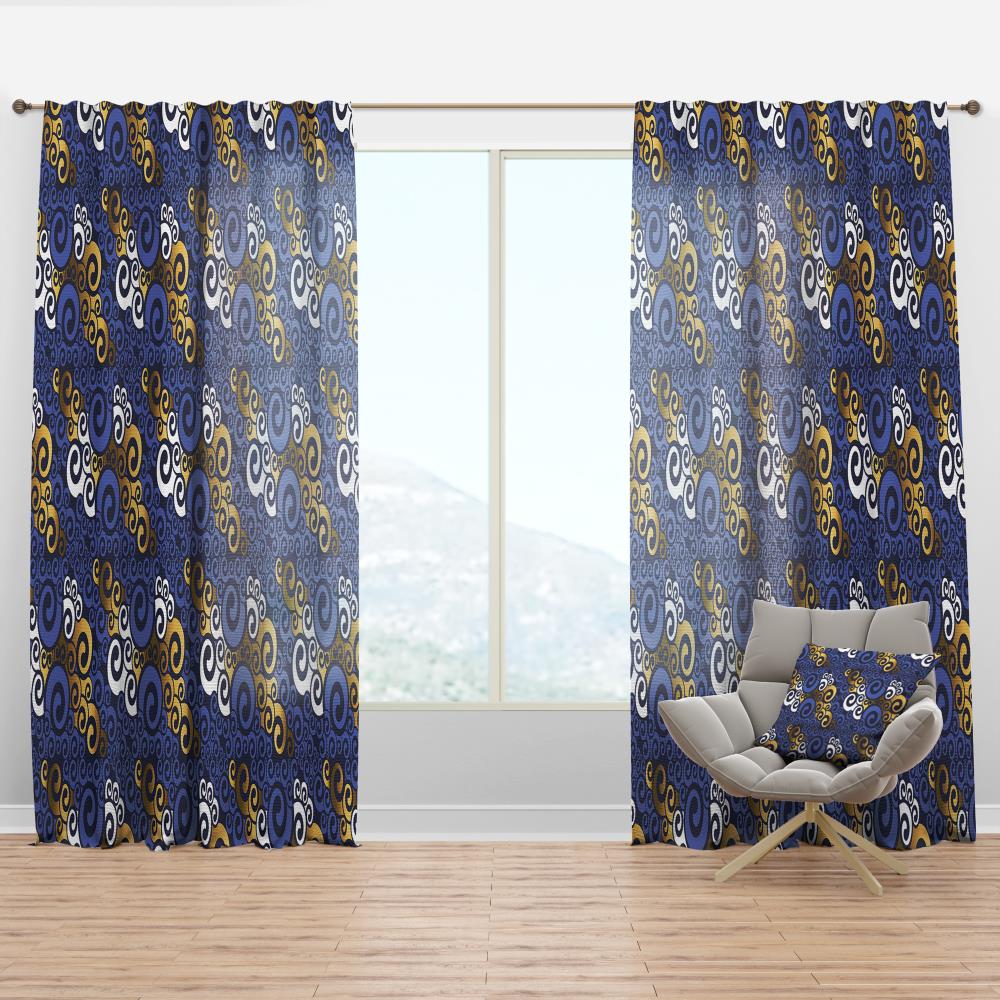 Designart CTN24213-52-95 95-Inches Blue Abstract Room darkening Thermal lined Rod pocket Single curtain panel
