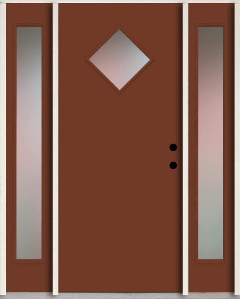 RELIABILT LO1067262 Spotlights 56-in x 80-in x 4-5/8-in Fiberglass 1/4 lite Left-hand inswing Fox Tail Paint Painted Prehung Front Door with Sidelights Insulating core