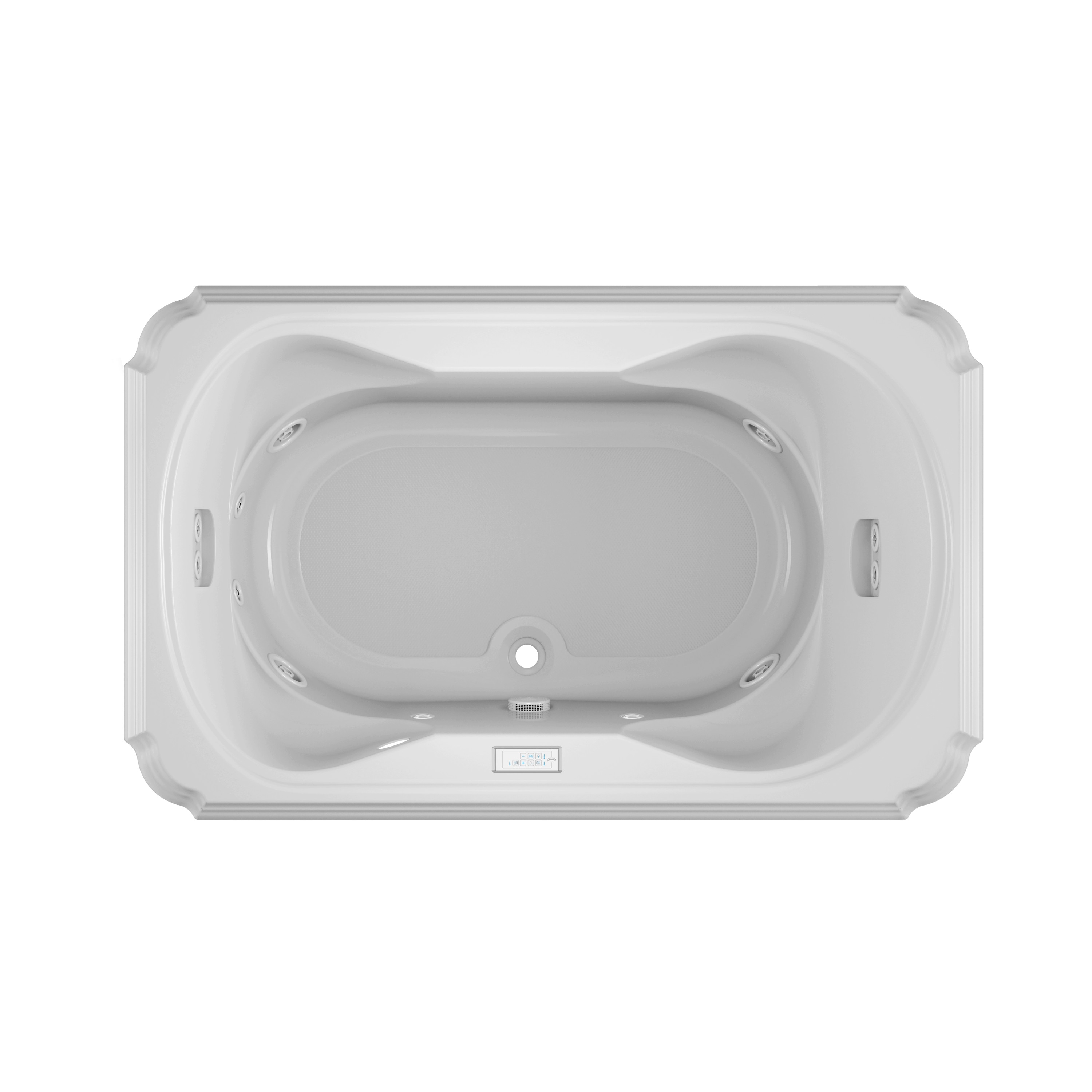 MARINEO 66 in. x 42 in. Acrylic Rectangular Drop-in Center Drain Soaking Bathtub in White
