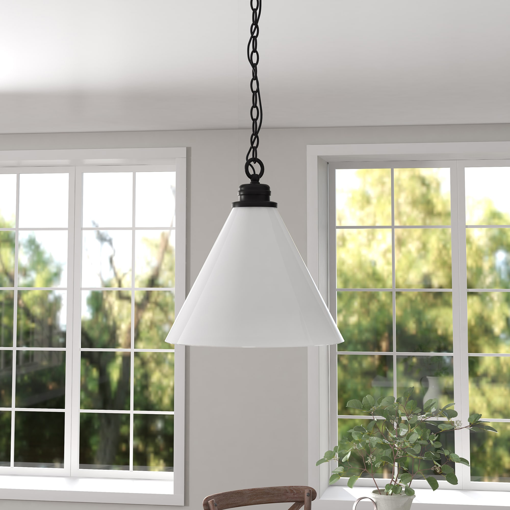 Hailey Home PD1463 Canto Blackened Bronze Modern/contemporary White glass Dome Hanging Pendant light