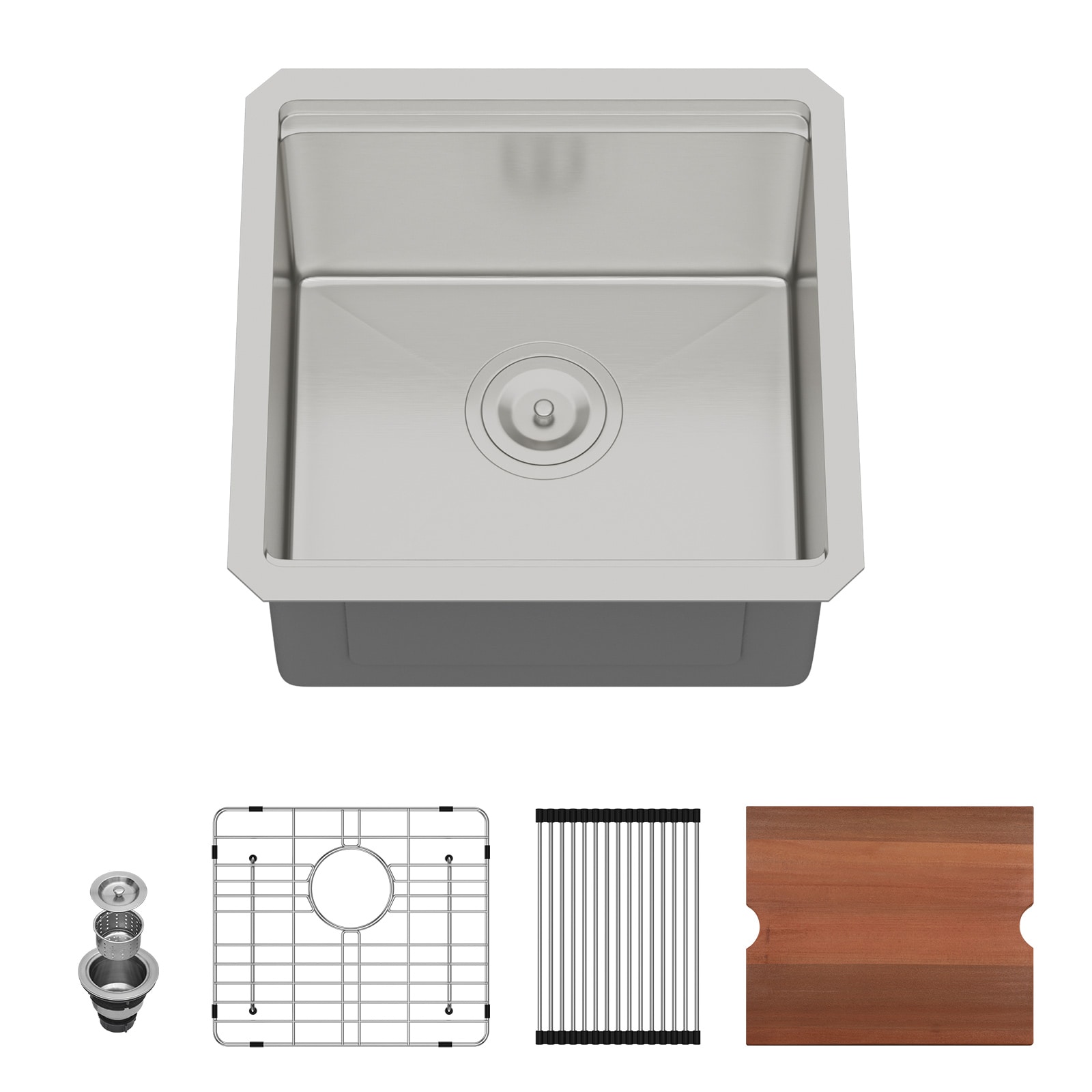 Lirago 17 in Undermount Kitchen Sink 17x19x10 inch Kitchen Sink Undermount Single Bowl 16 Gauge Stainless Steel Ledge Workstation Kitchen Sinks