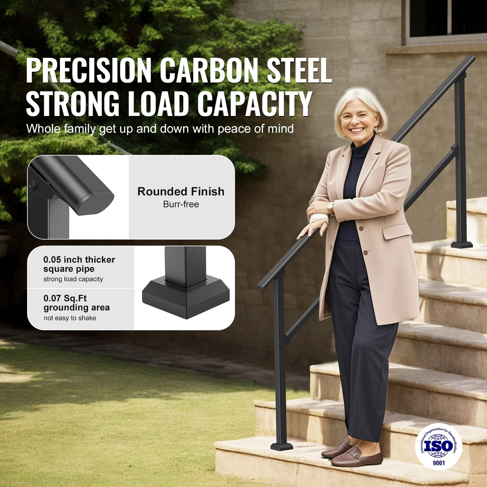 VEVOR Double column handrail 5.67-ft x 33-in Wrought Iron Metal Deck Stair Rail Kit