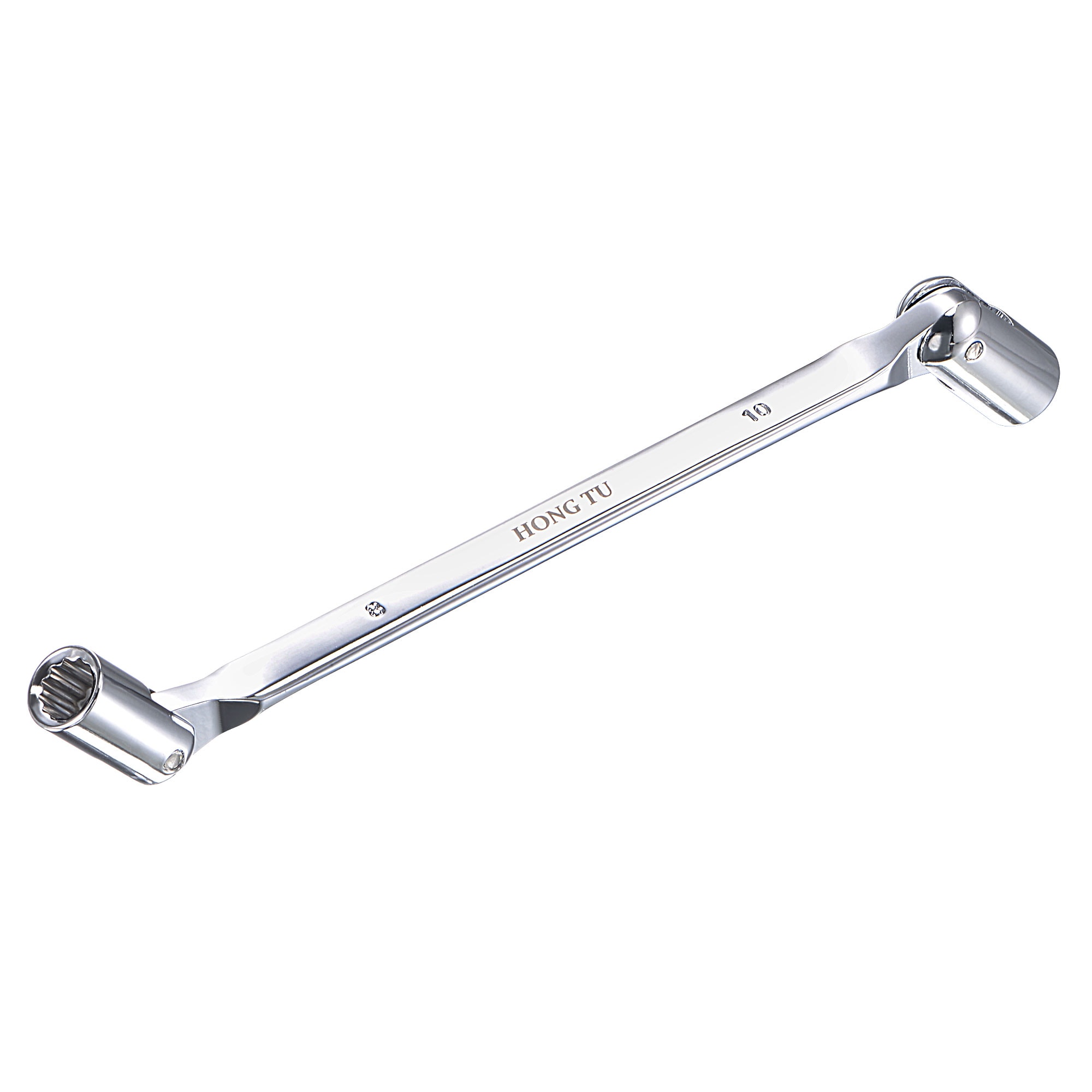 Unique Bargains 12 Point Flexible Head Socket Wrench 8mm x 10mm Metric Double Swivel Box End CR-V 180 Degree Rotation for Mechanical Repair #S26030900UX0787