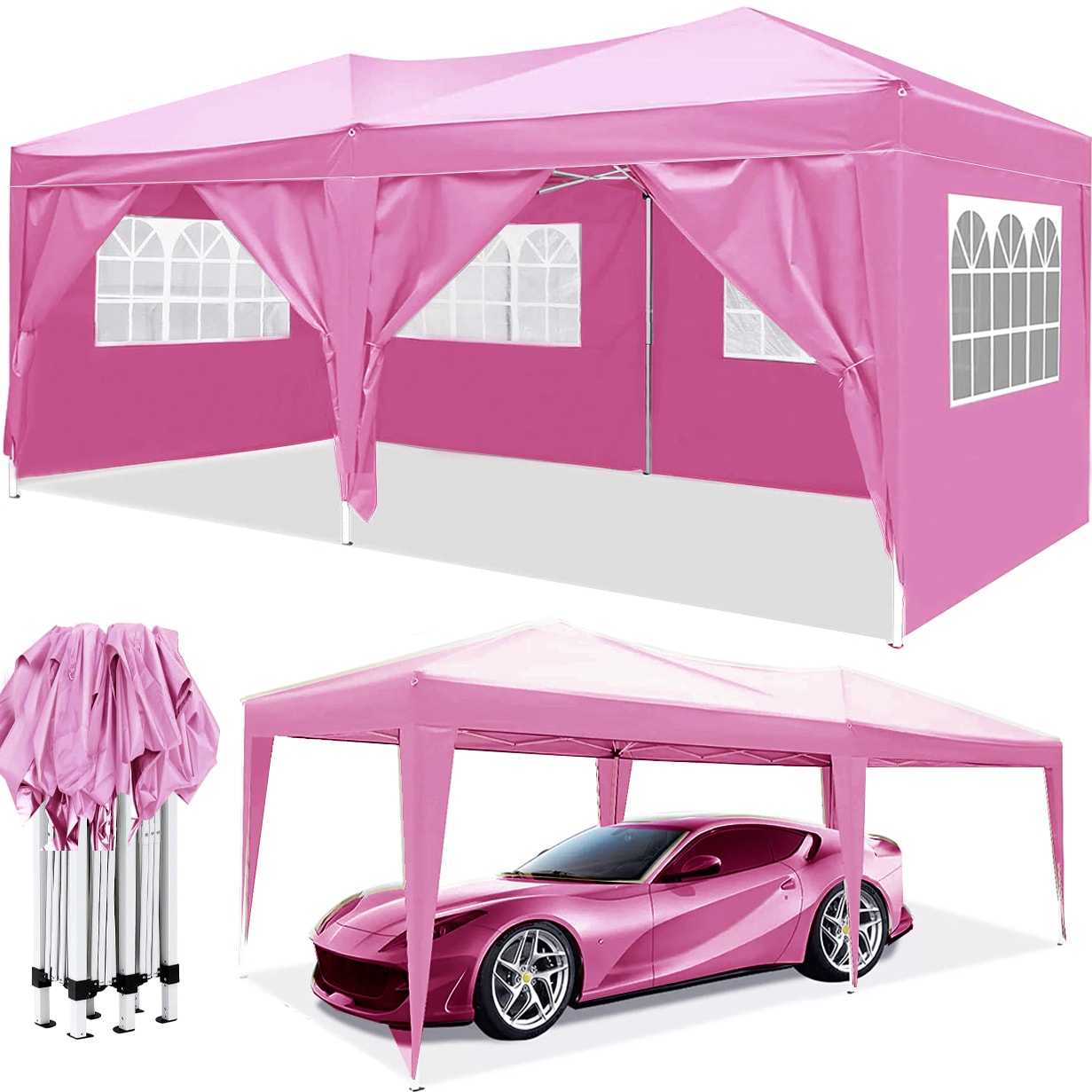 Kahomvis WORC-QP109-018 20-Feet x 10-Feet Rectangle Pink Pop-up canopy