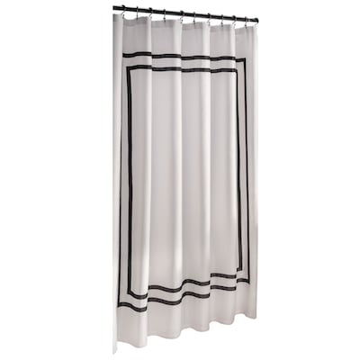 Polyester White Solid Shower Curtain, Extra Long Black And White Shower Curtain