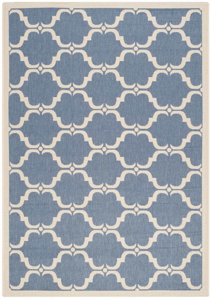 Safavieh CY6009-243-6 Courtyard Aldo 7 x 10 (ft) Loomed Polypropylene Blue/Beige Rectangular Indoor/Outdoor Trellis Coastal Area rug
