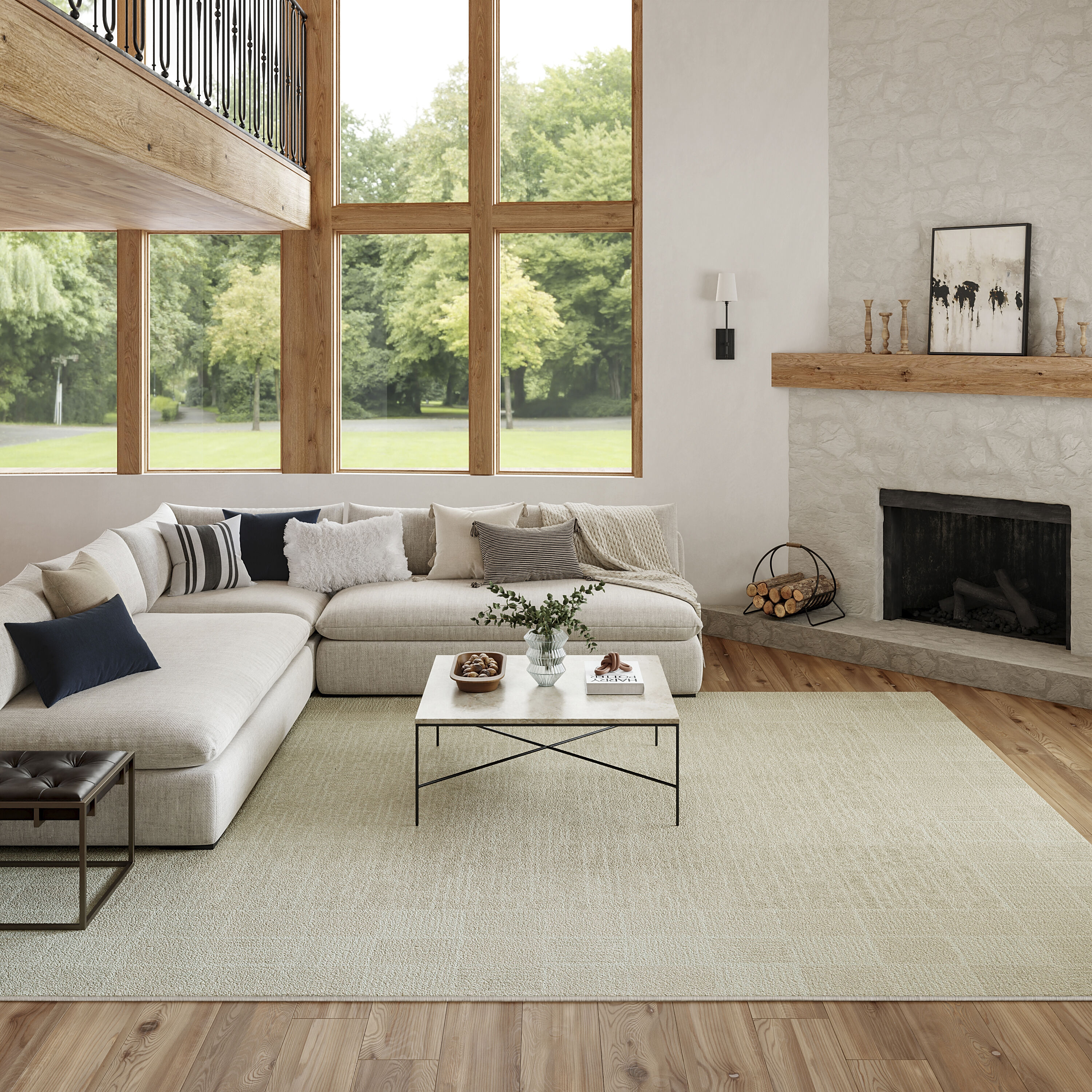 Nourison Home 841491120170 8 x 10 (ft) Loomed Polyester Ivory Rectangular Indoor Geometric Area rug