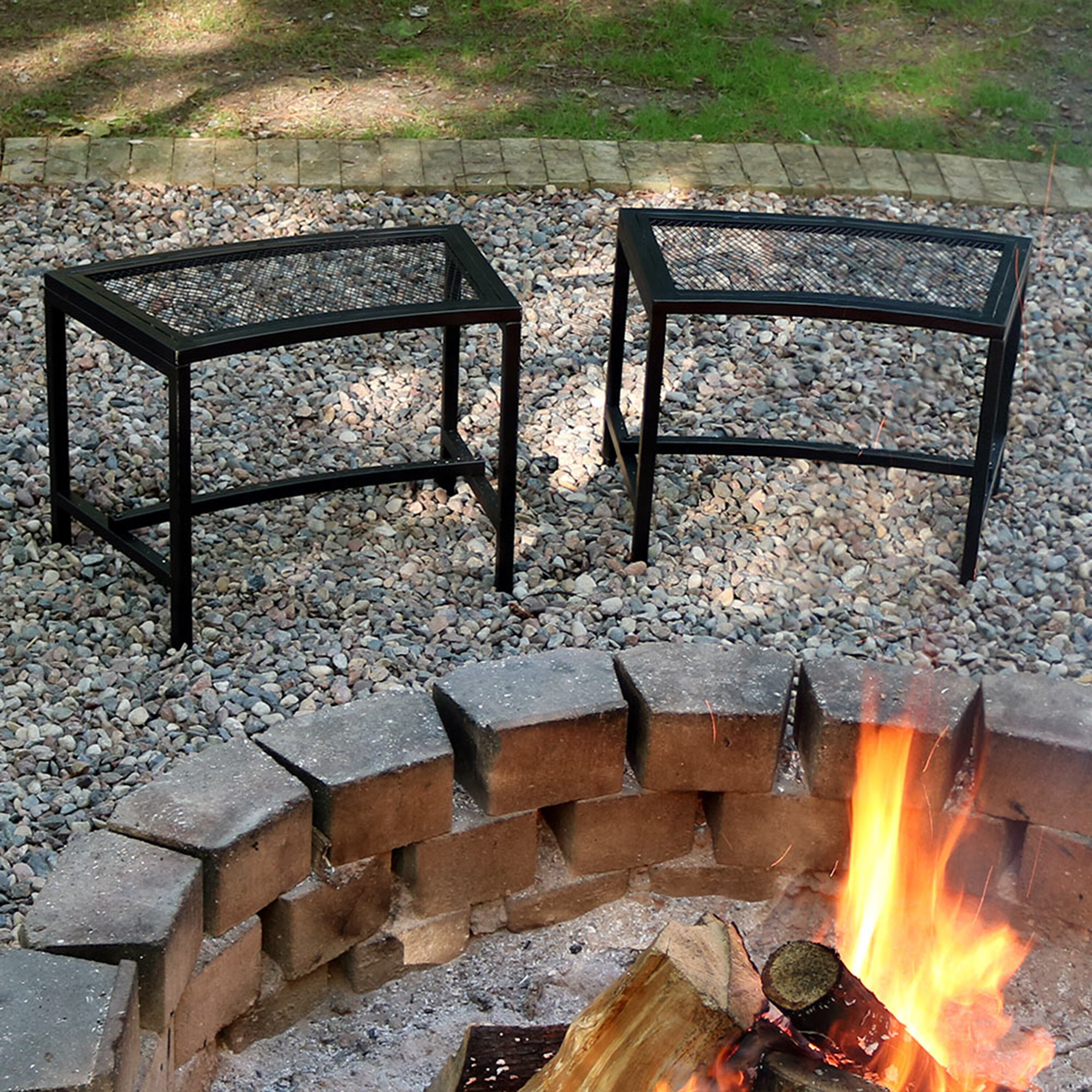 Sunnydaze Black Steel Mesh Outdoor Fire Pit Benches - Set of 2