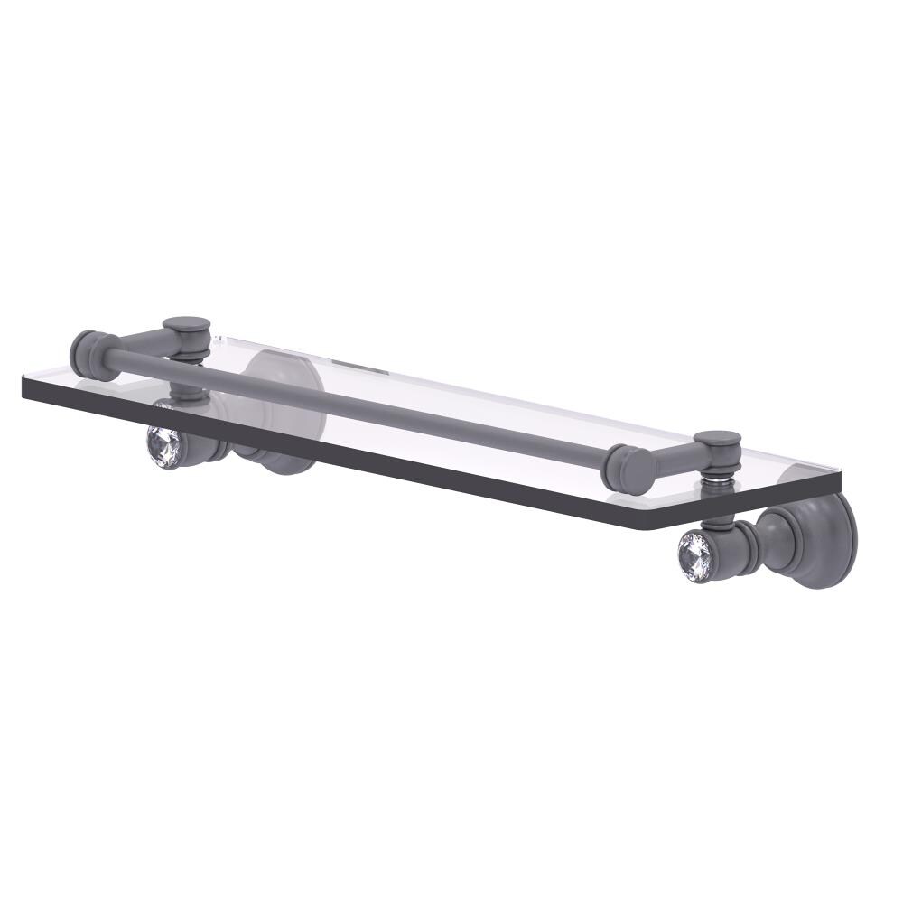 Allied Brass CC-1-16-GAL-GYM Carolina Crystal Matte Gray Wall mount Bathroom Shelf ( 16-in x 3.3-in x 5-in )
