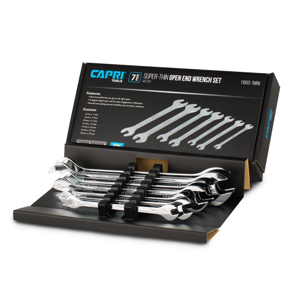 4-Piece Capri Tools Super-Thin Open End Wrench Set 1/4 to 3/4 in SAE 